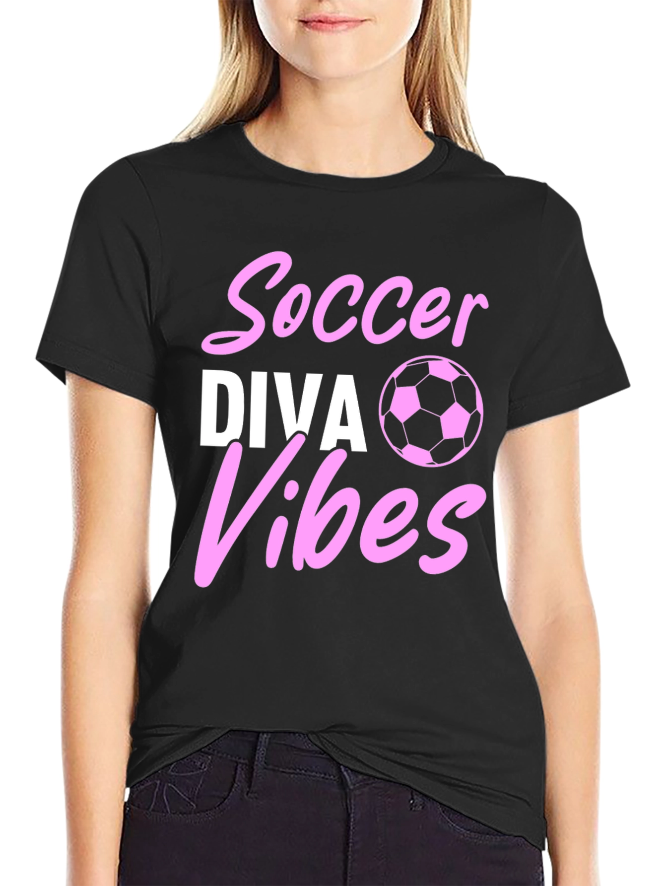 Black Soccer Diva Vibes T-Shirt view 2