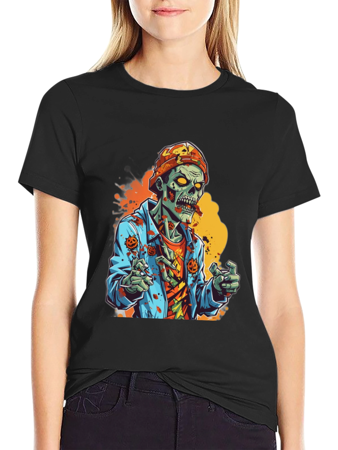 Black Zombie Halloween Graphic Tee view 2