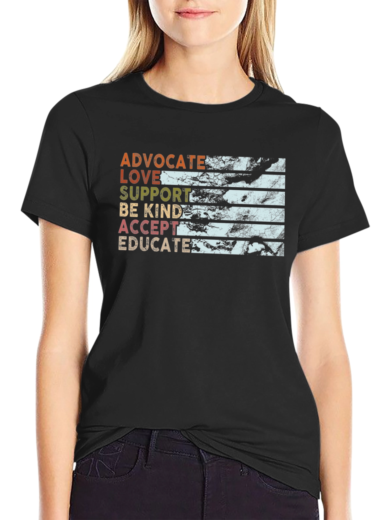 Black Advocate Love Support Kindness T-Shirt view 2