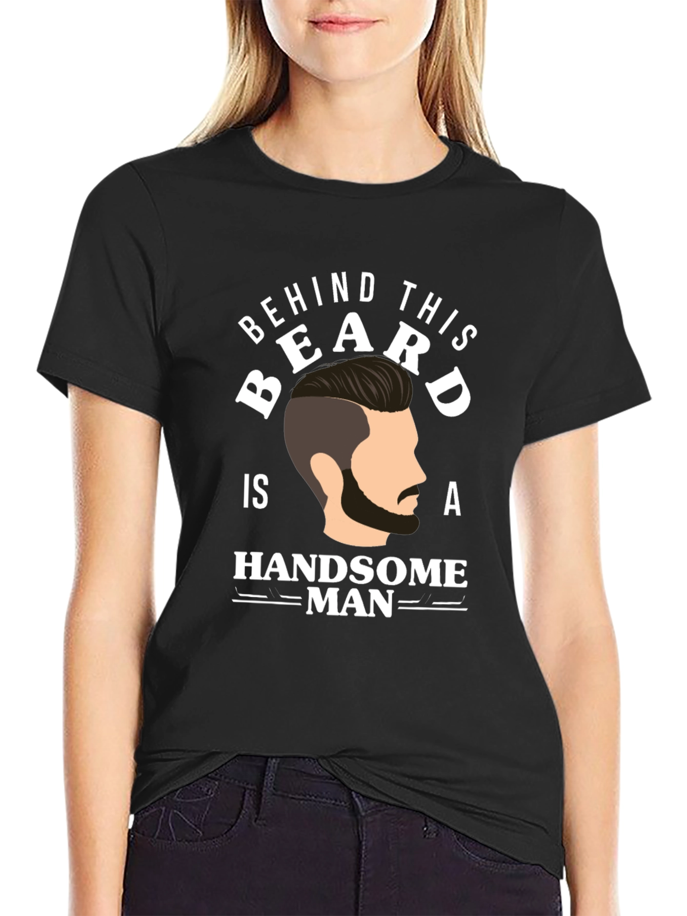 Black Behind This Beard Handsome Man Graphic T-Shirt view 2