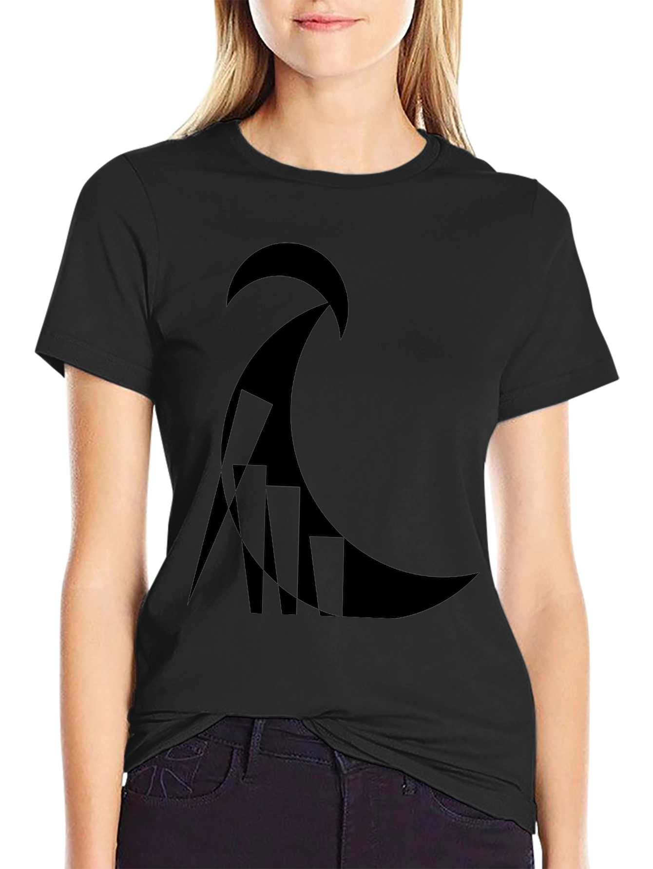 Black Abstract Graphic Black T-Shirt view 2