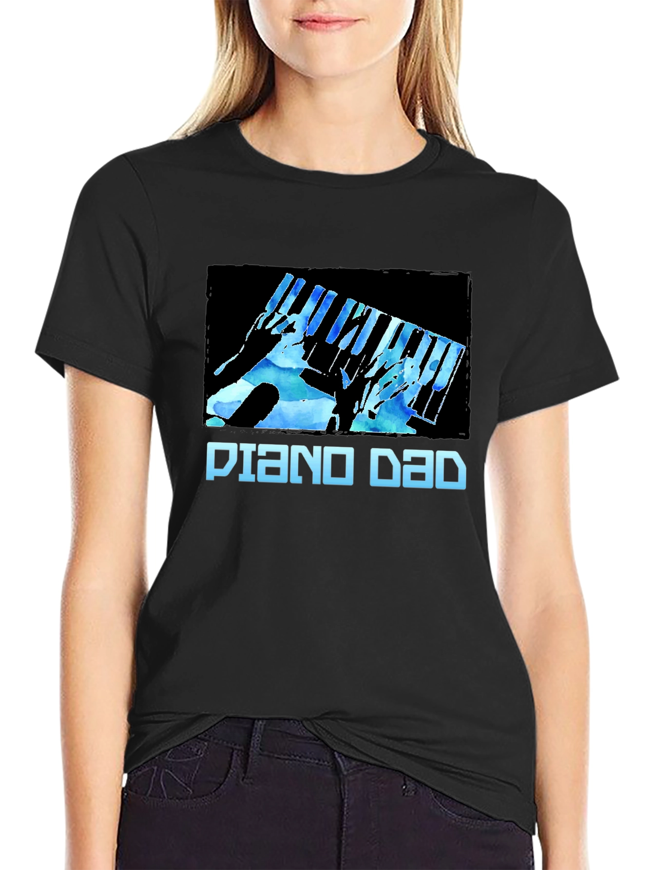 Black Piano Dad Graphic T-Shirt - Musician's Gift view 2