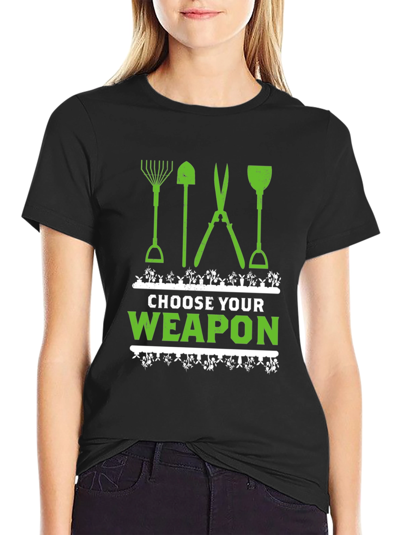 Black Choose Your Weapon Gardening T-Shirt view 2