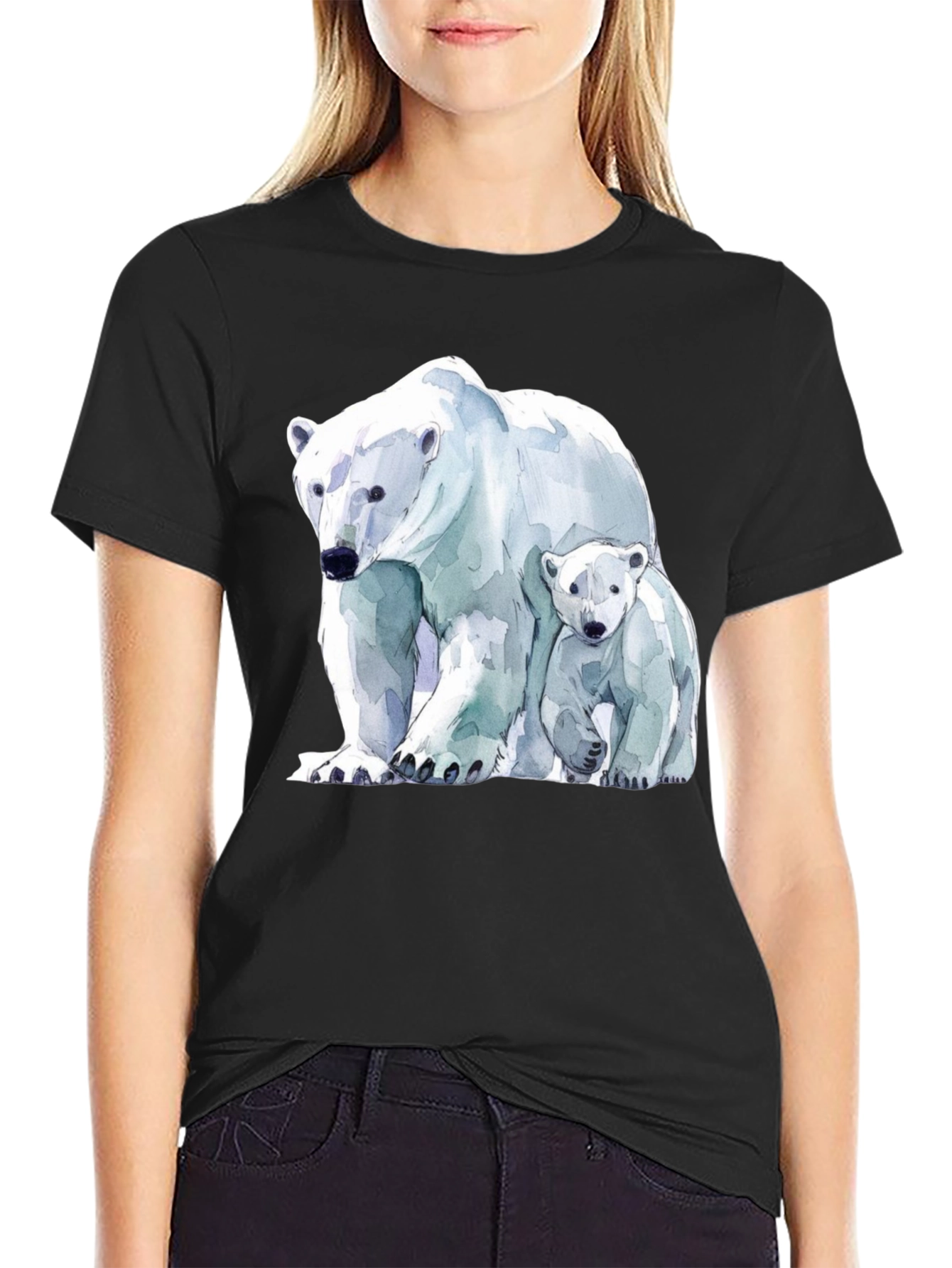 Black Polar Bear Graphic Tee view 2