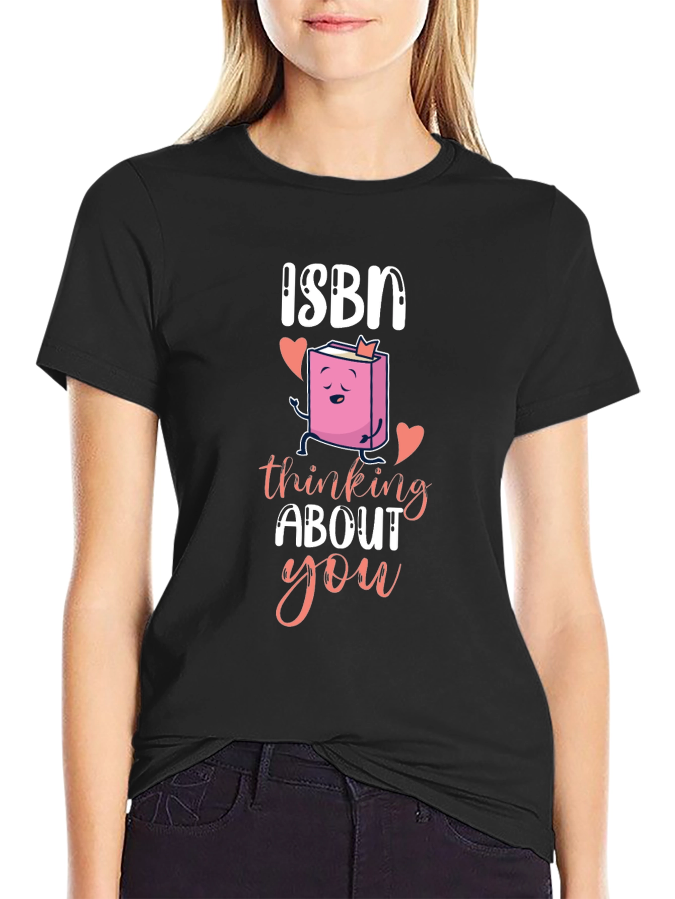 Black ISBN Thinking About You T-Shirt Book Lover Valentines Day view 2