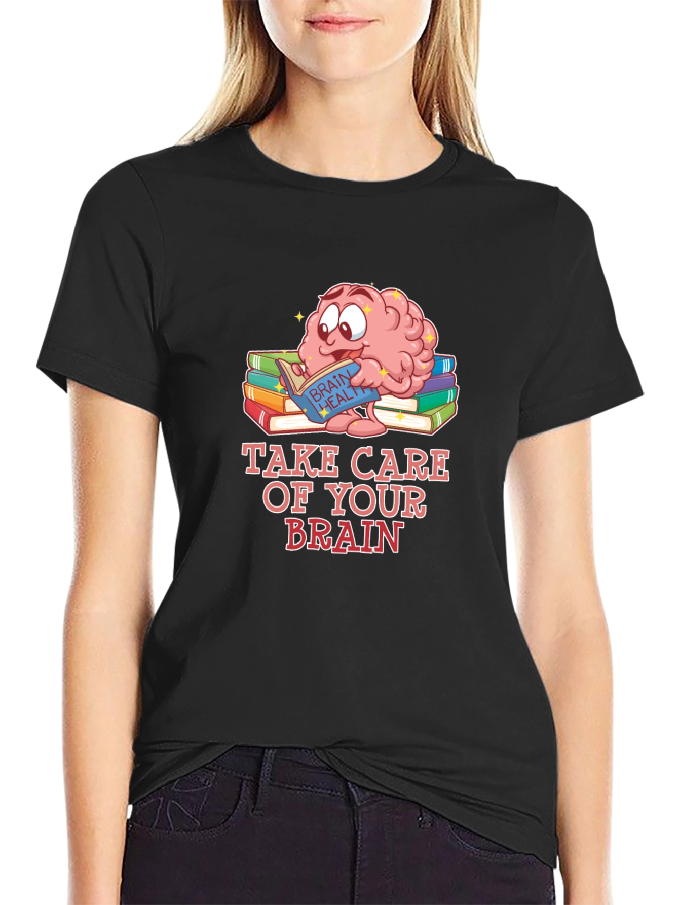 Black Take Care of Your Brain T-Shirt view 2