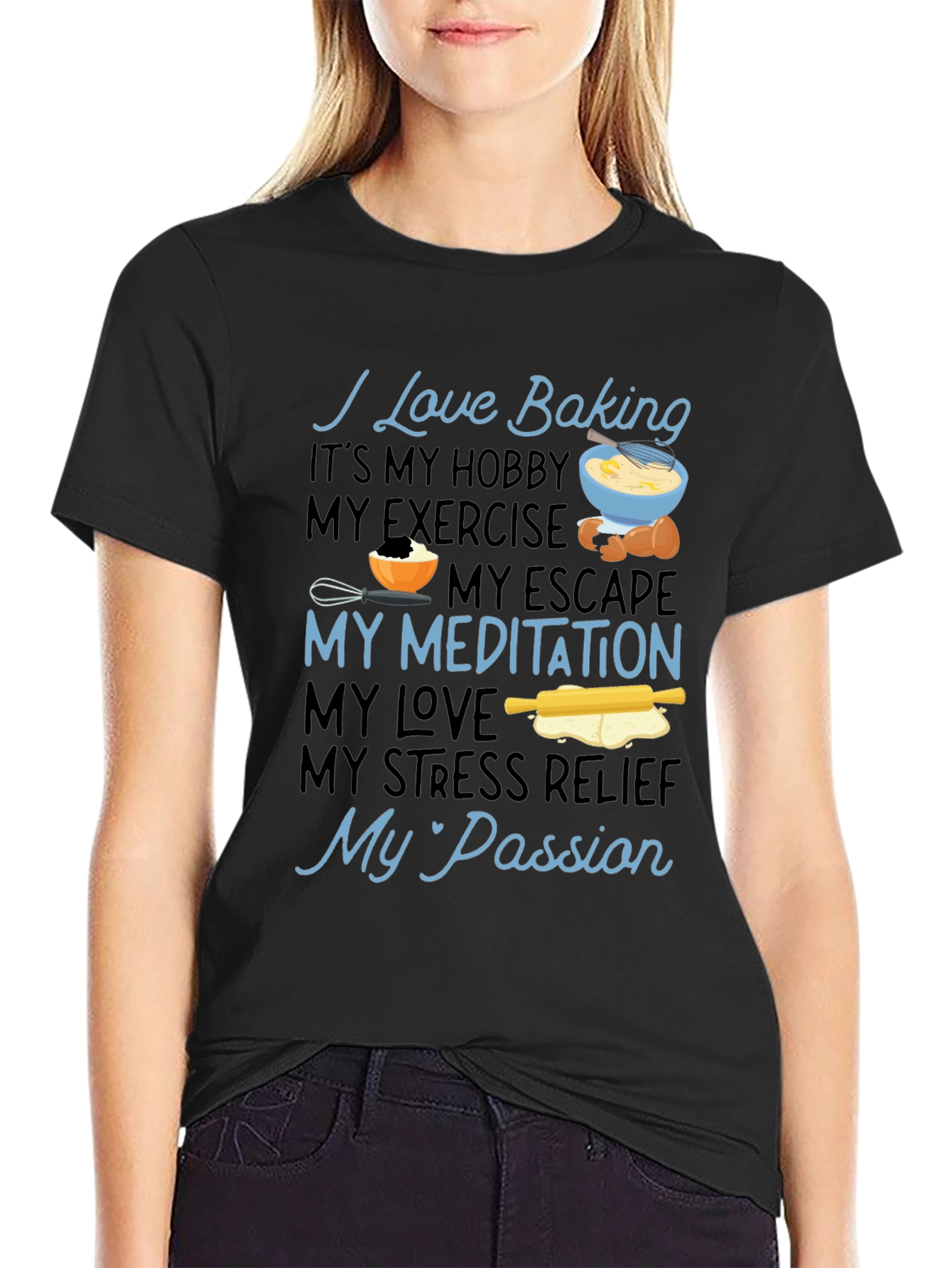 Black I Love Baking Graphic T-Shirt view 2