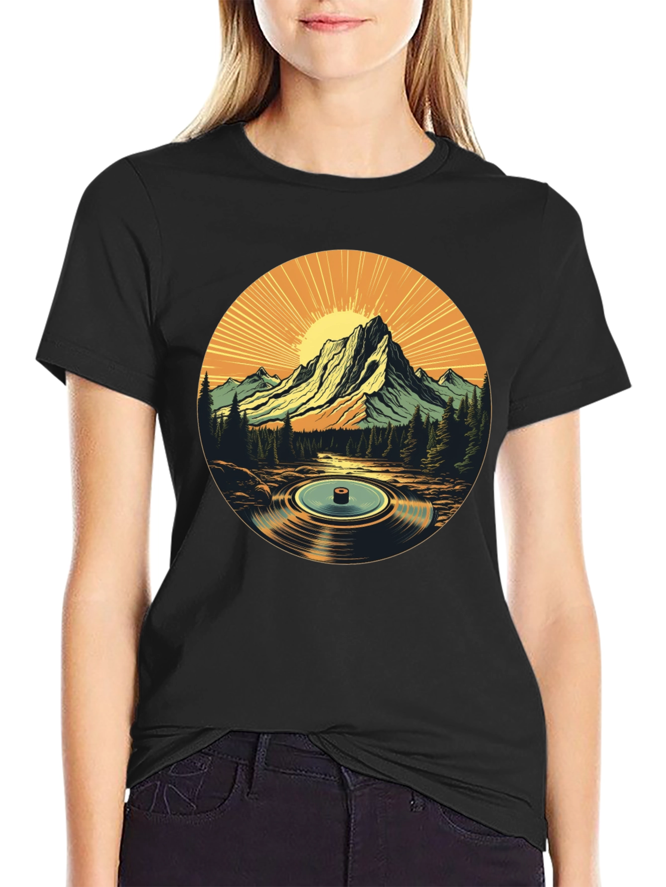 Black Mountain Vinyl Record Graphic T-Shirt view 2