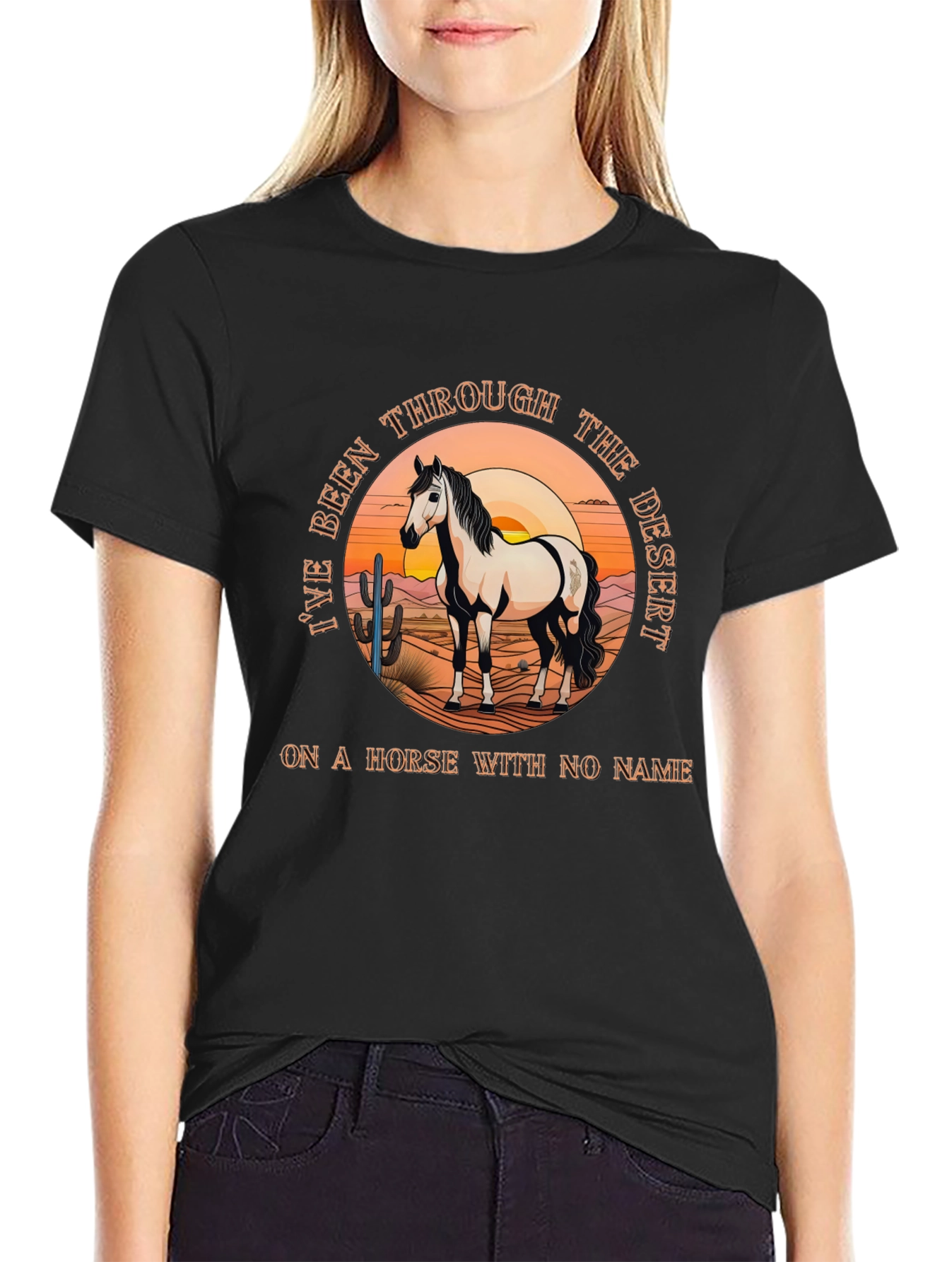 Black Desert Horse T-Shirt - Horse With No Name Tee view 2