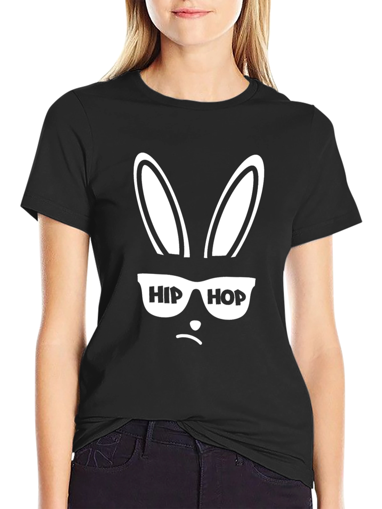 Black Hip Hop Bunny T-Shirt - Cool Easter Tee view 2