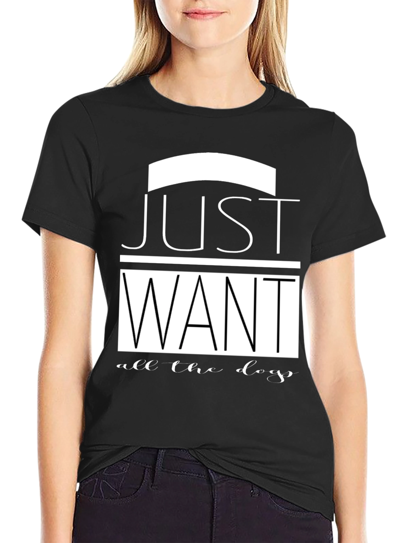 Black Just Want All The Dogs Black T-Shirt view 2