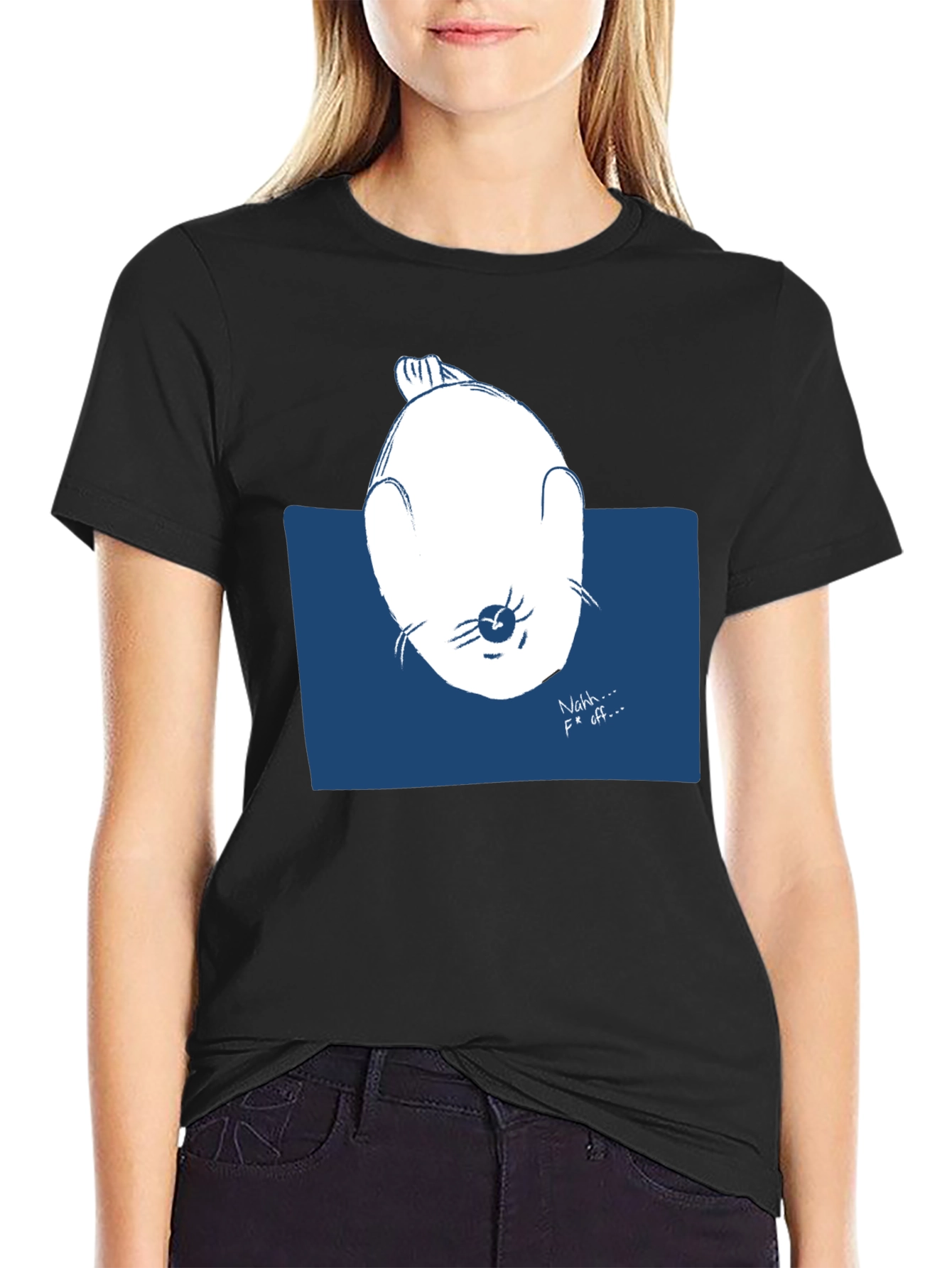 Black Funny Seal Graphic Tee - "Nahh... F Off..." Black T-Shirt view 2