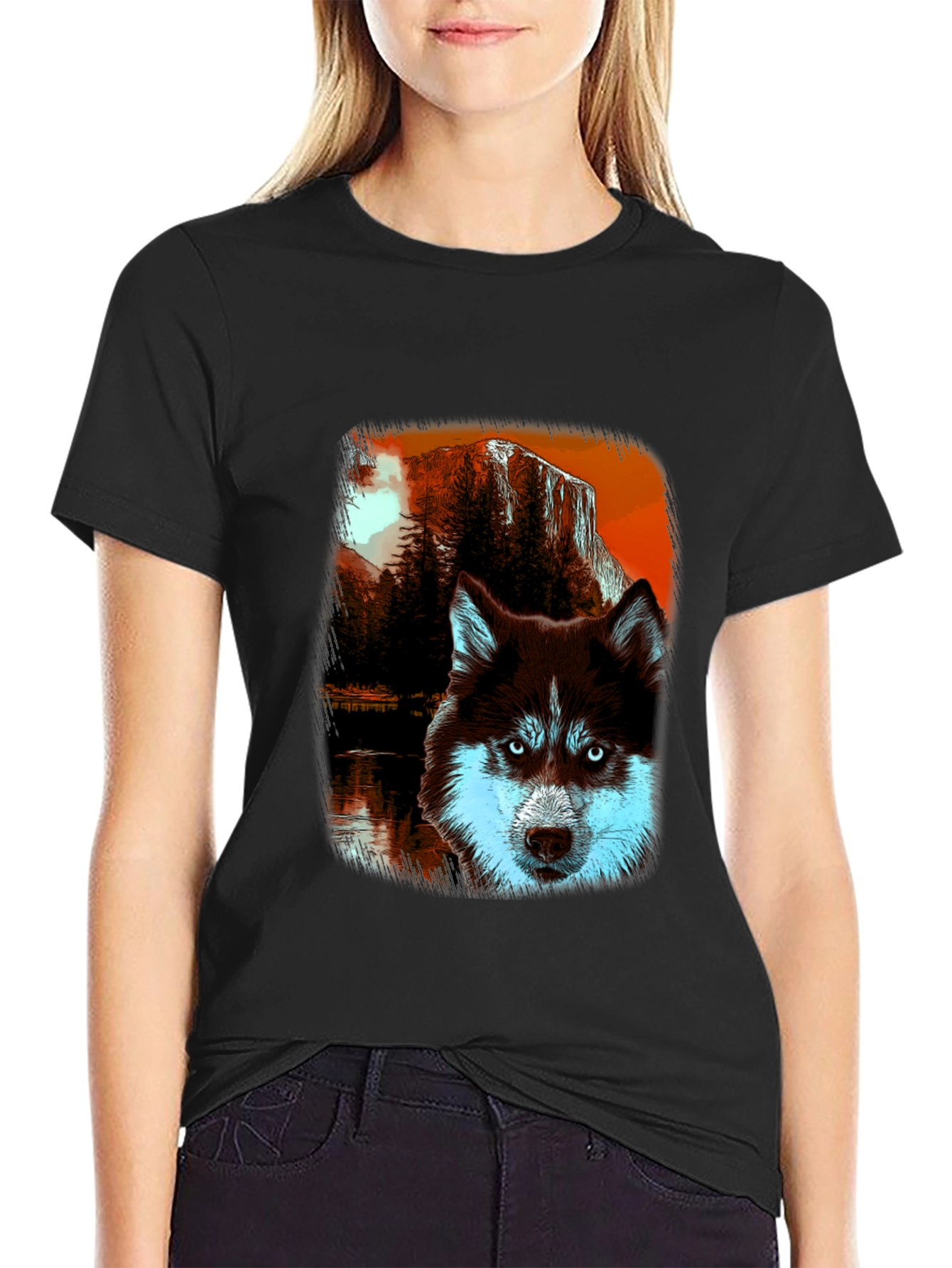 Black Husky Wilderness Graphic Tee - Black Cotton Blend view 2