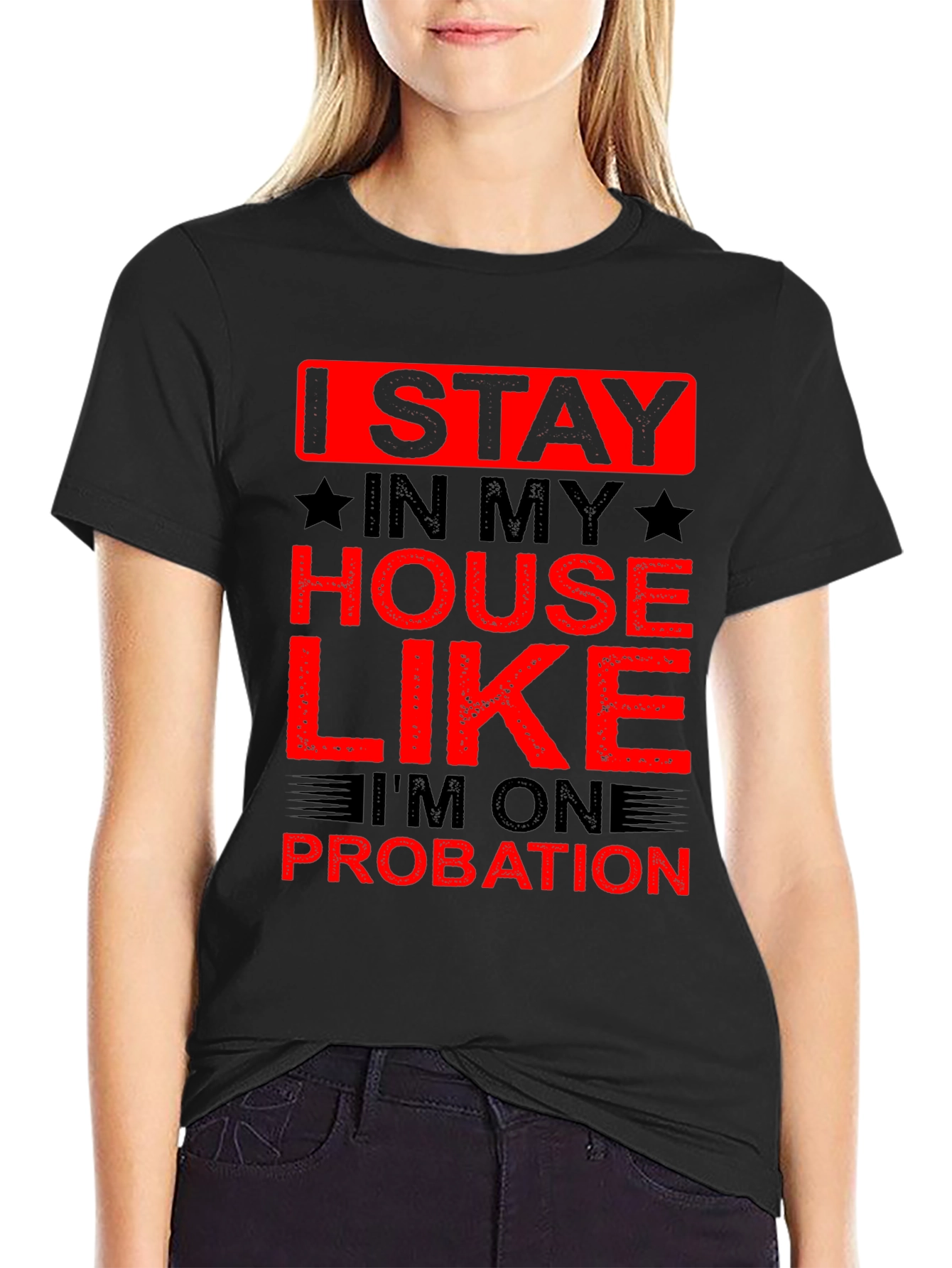 Black Stay Home Probation Graphic T-Shirt view 2