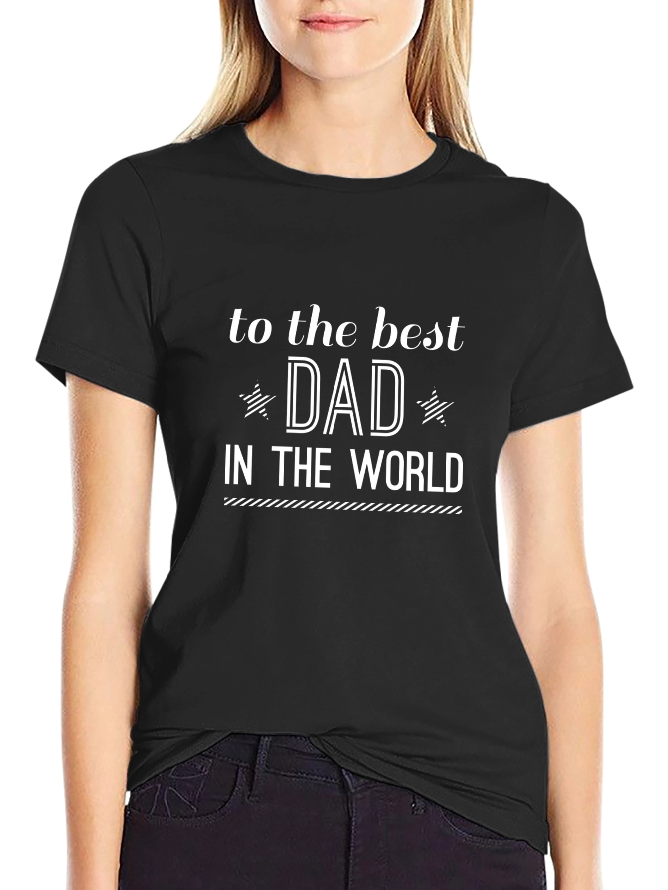 Black Best Dad in the World Black Graphic T-Shirt view 2