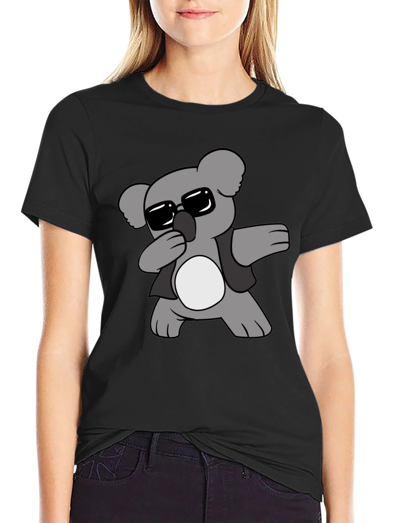 Black Cool Koala Dabbing Graphic T-Shirt view 2