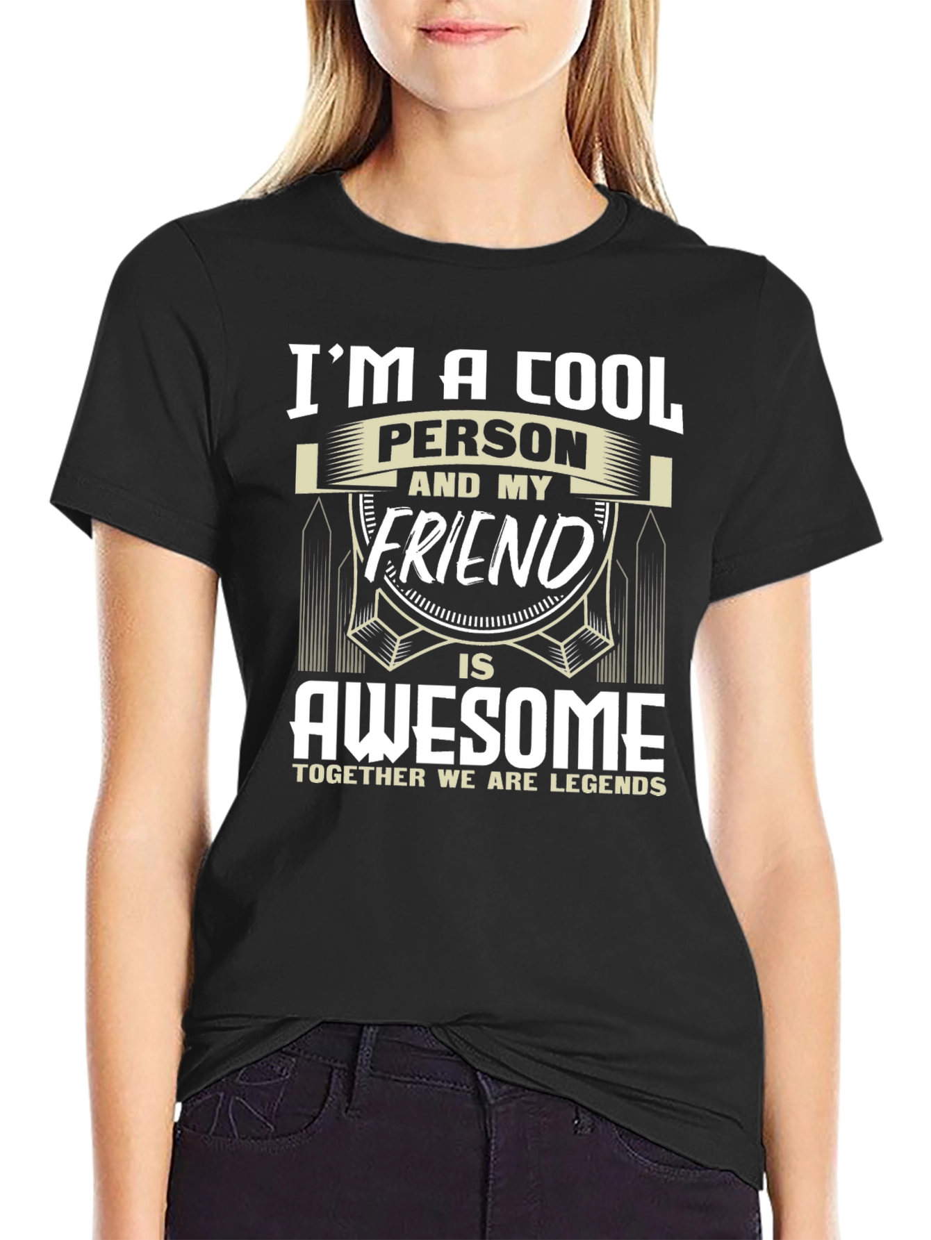 Black Cool Person & Awesome Friend T-Shirt view 2