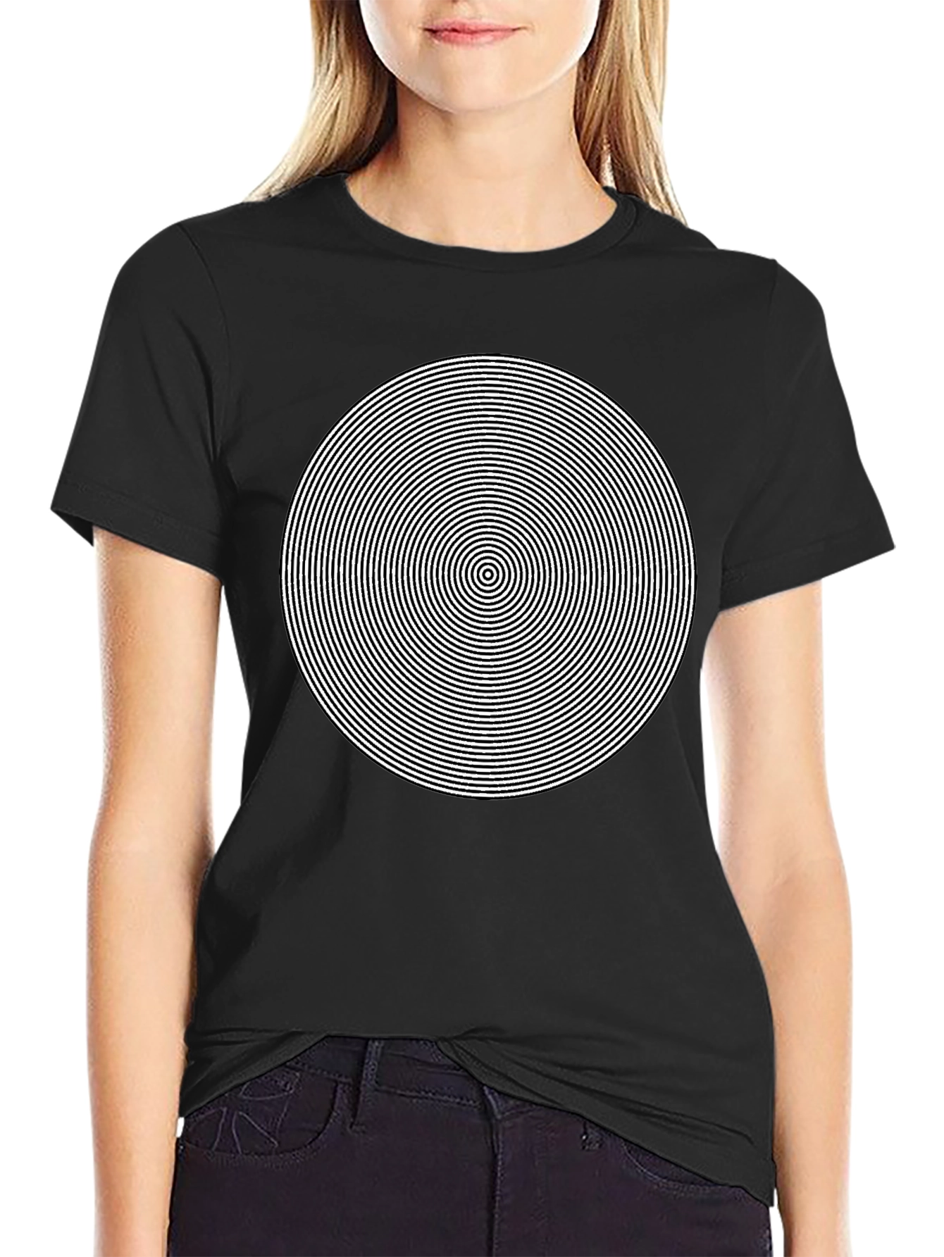 Black Hypnotic Circle Graphic Tee - Mens Black T-Shirt view 2