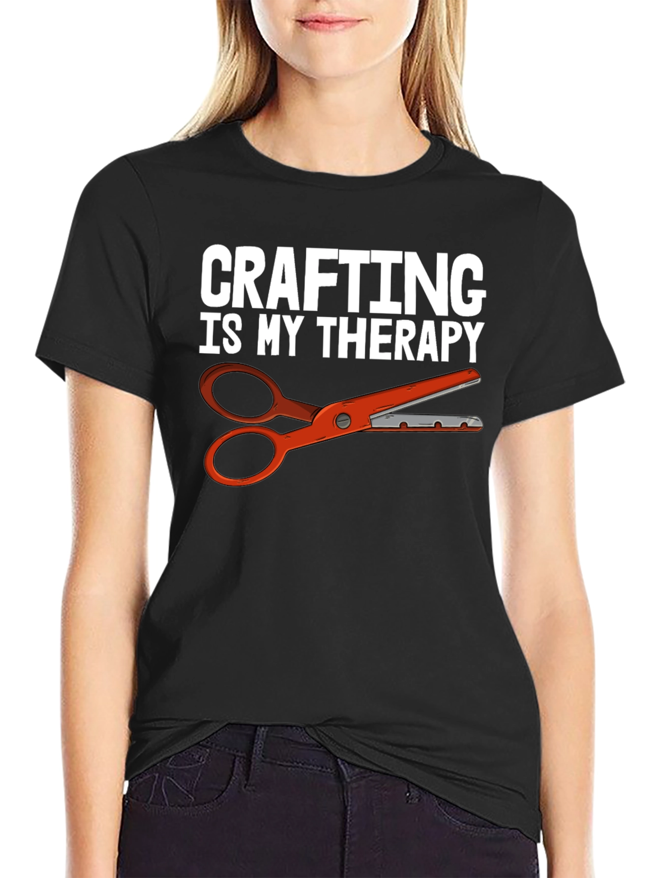 Black Crafting Therapy T-Shirt - Hobby Apparel view 2