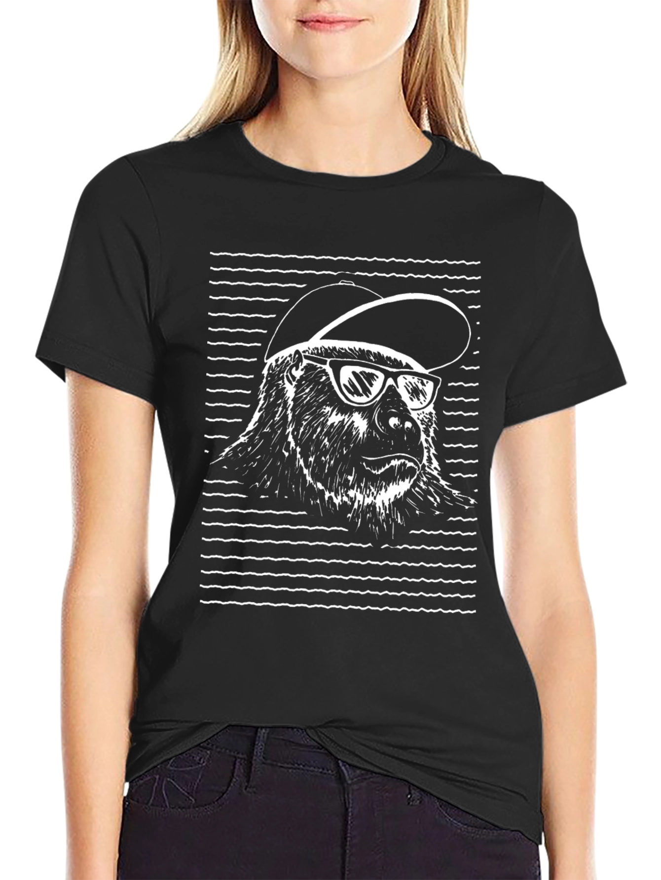 Black Cool Gorilla Graphic Tee - Black Cotton T-Shirt view 2