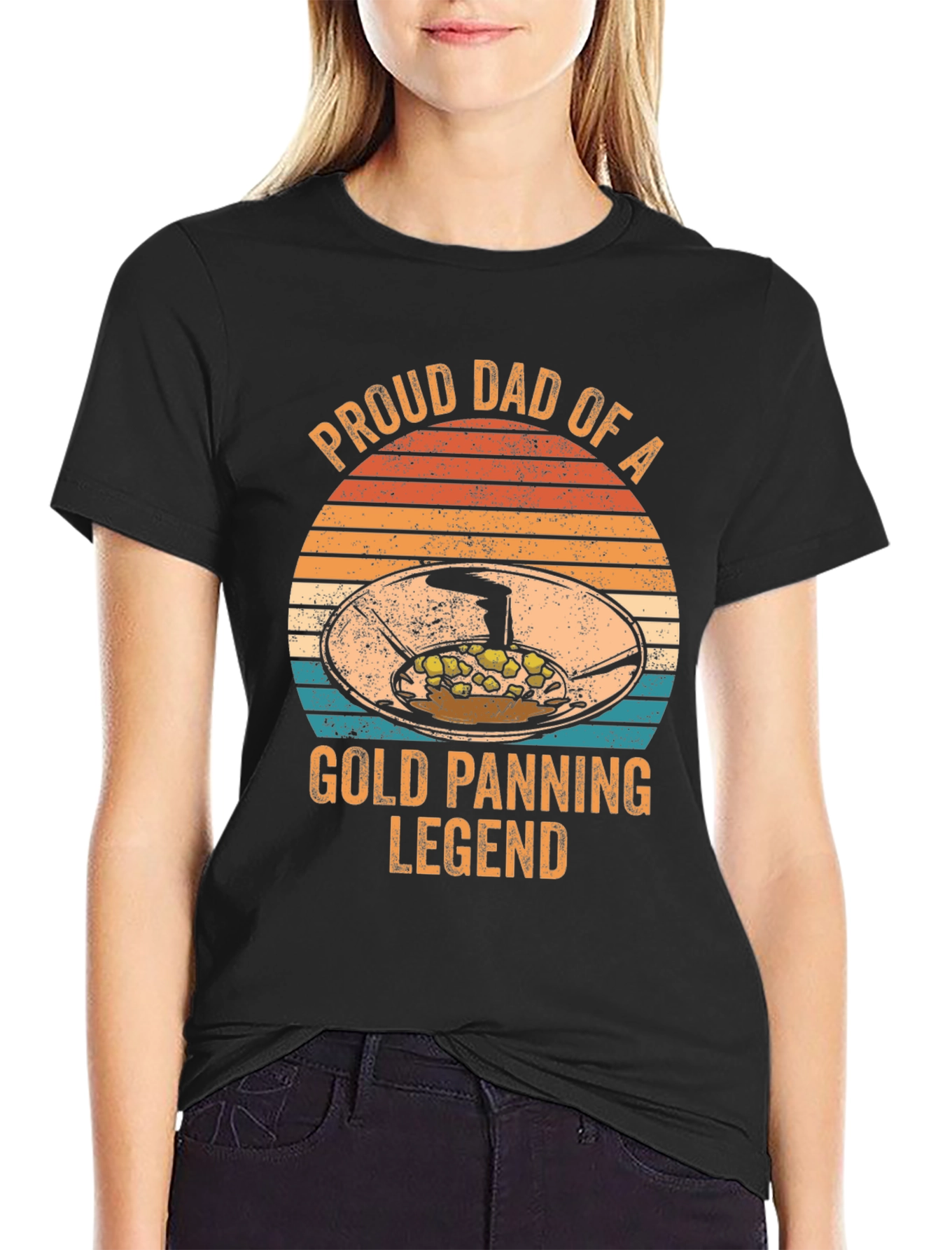 Black Proud Dad of a Gold Panning Legend T-Shirt view 2