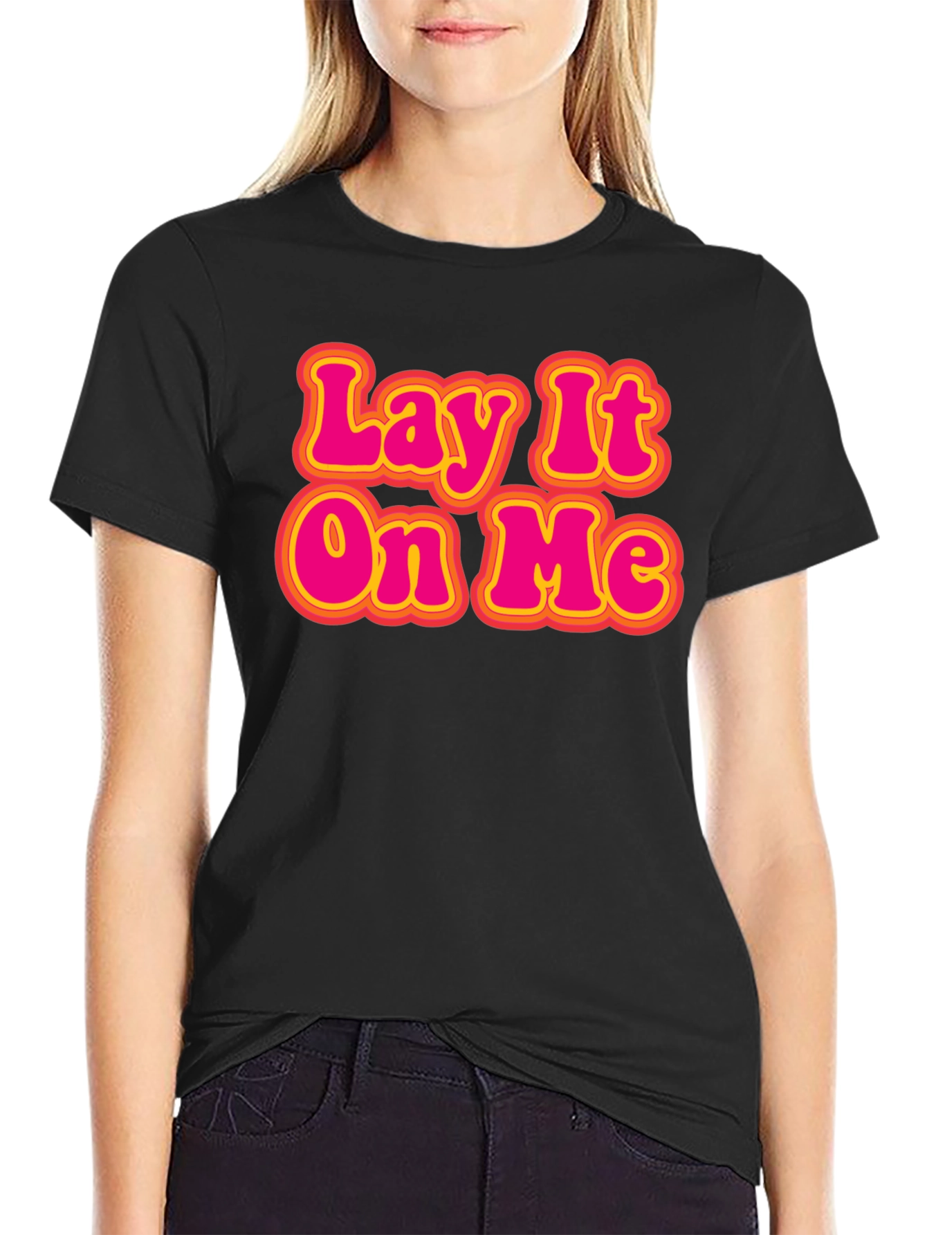 Black Lay It On Me Retro Graphic T-Shirt view 2