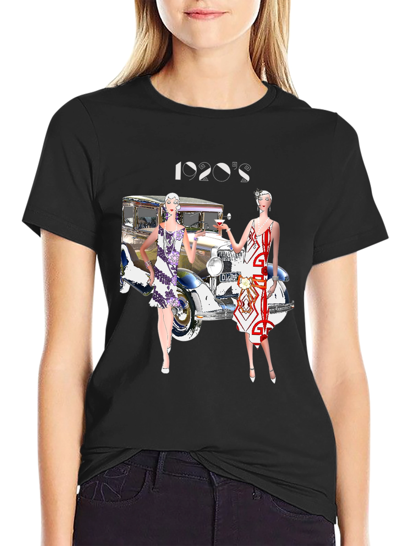 Black 1920s Fashion Tee - Gatsby Era Style view 2