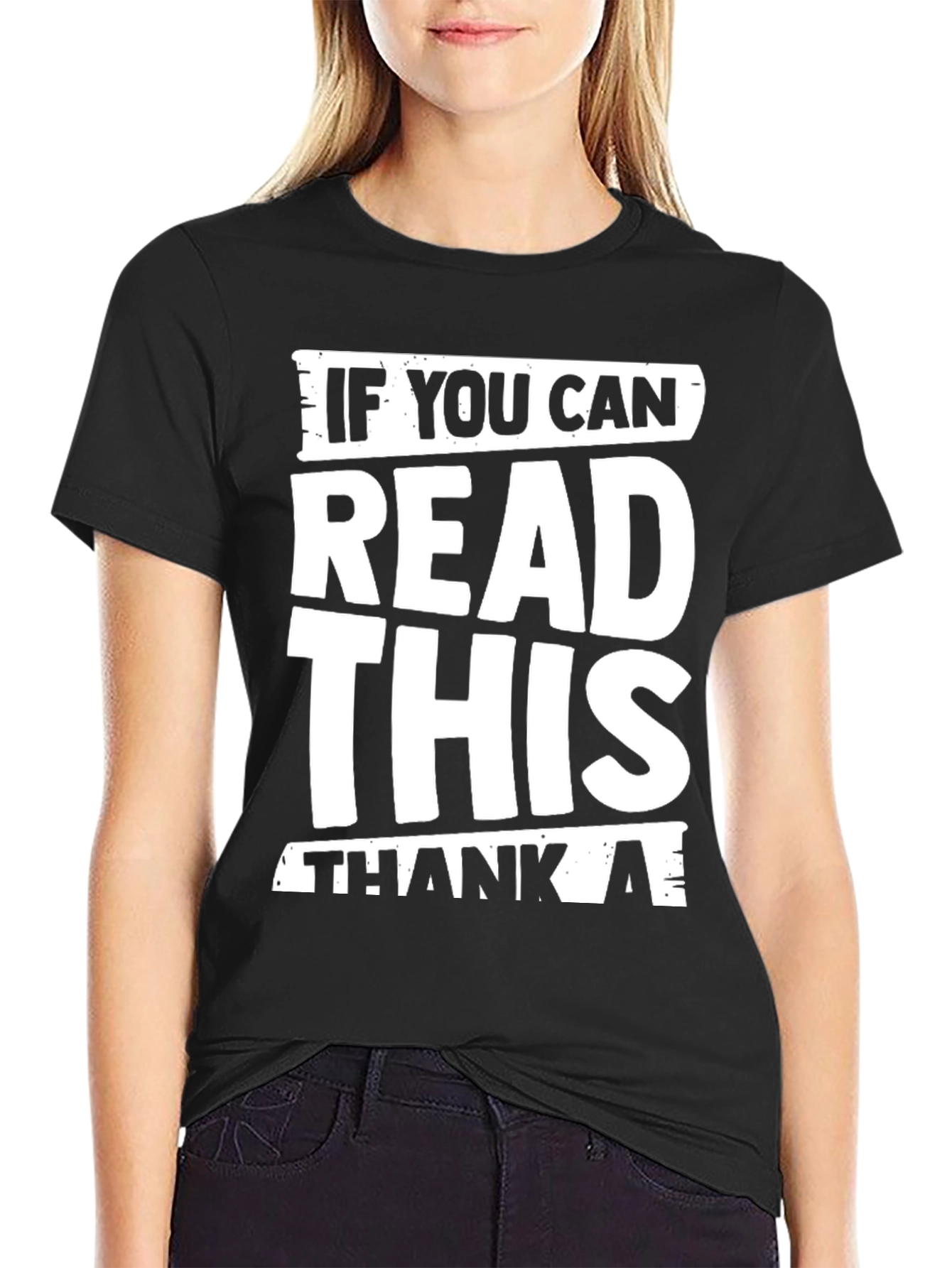 Black Funny Graphic T-Shirt - If You Can Read This view 2