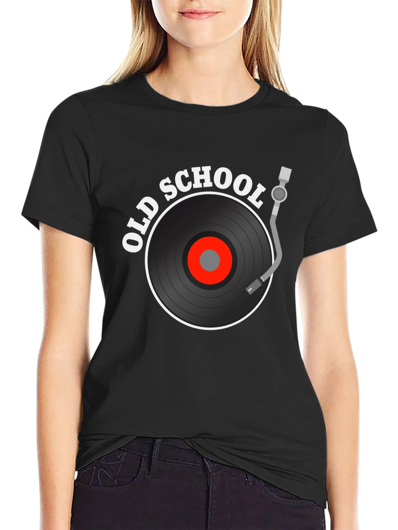 Black Old School Music Graphic Tee view 2