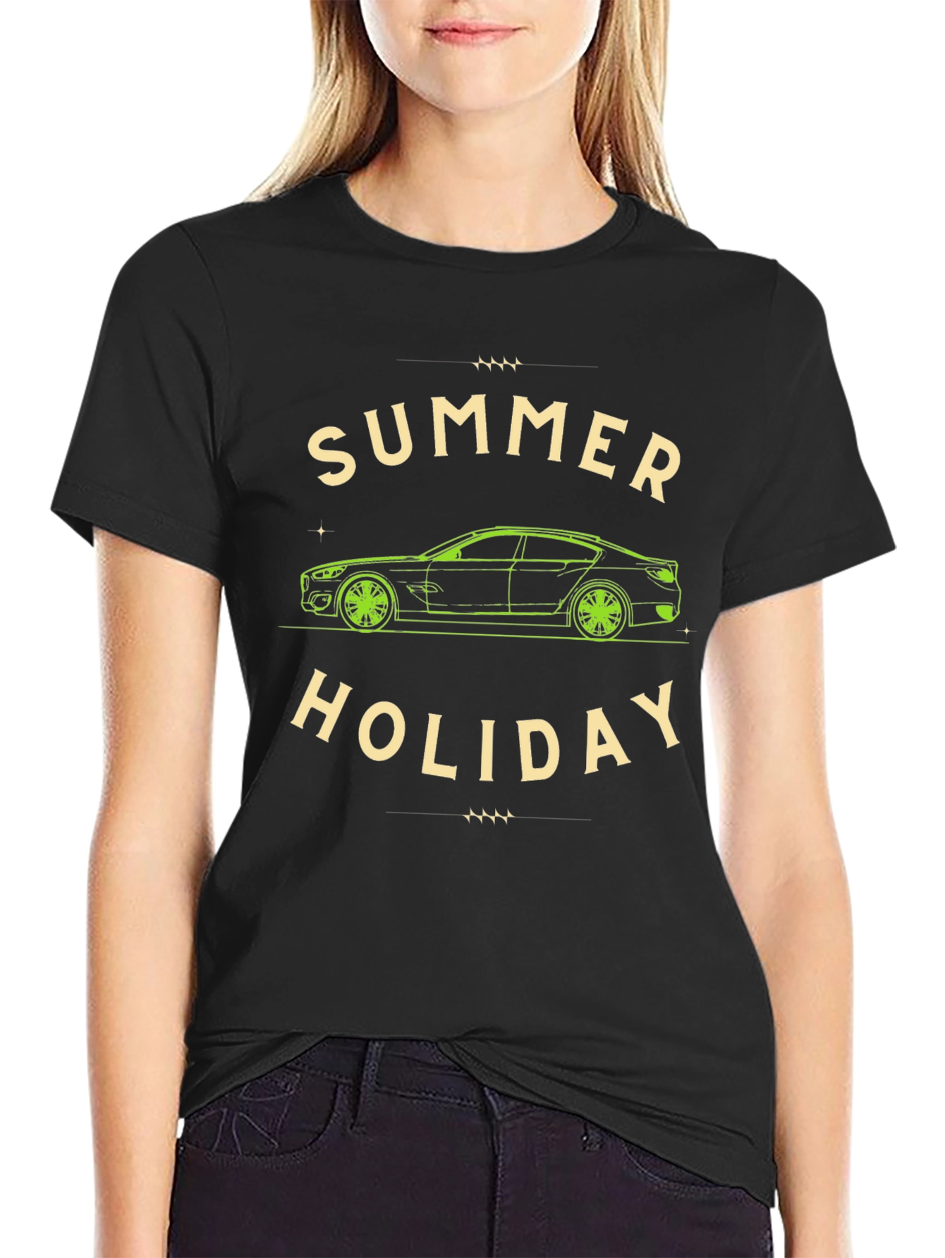 Black Summer Holiday Car T-Shirt view 2
