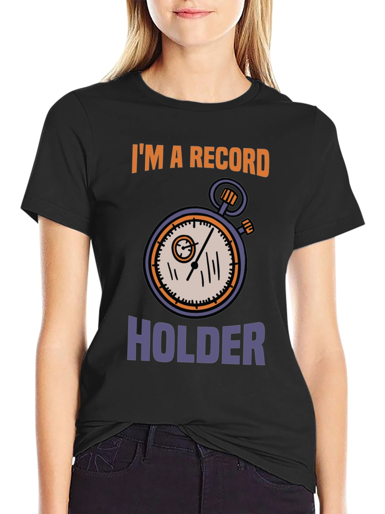 Black Record Holder Graphic Tee - Unique Design view 2