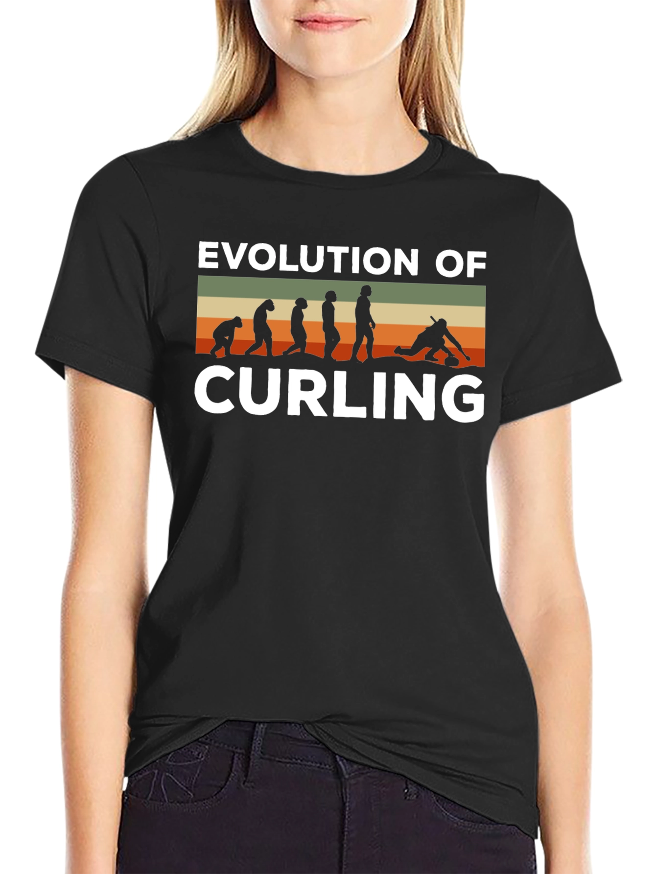 Black Evolution of Curling Black T-Shirt view 2