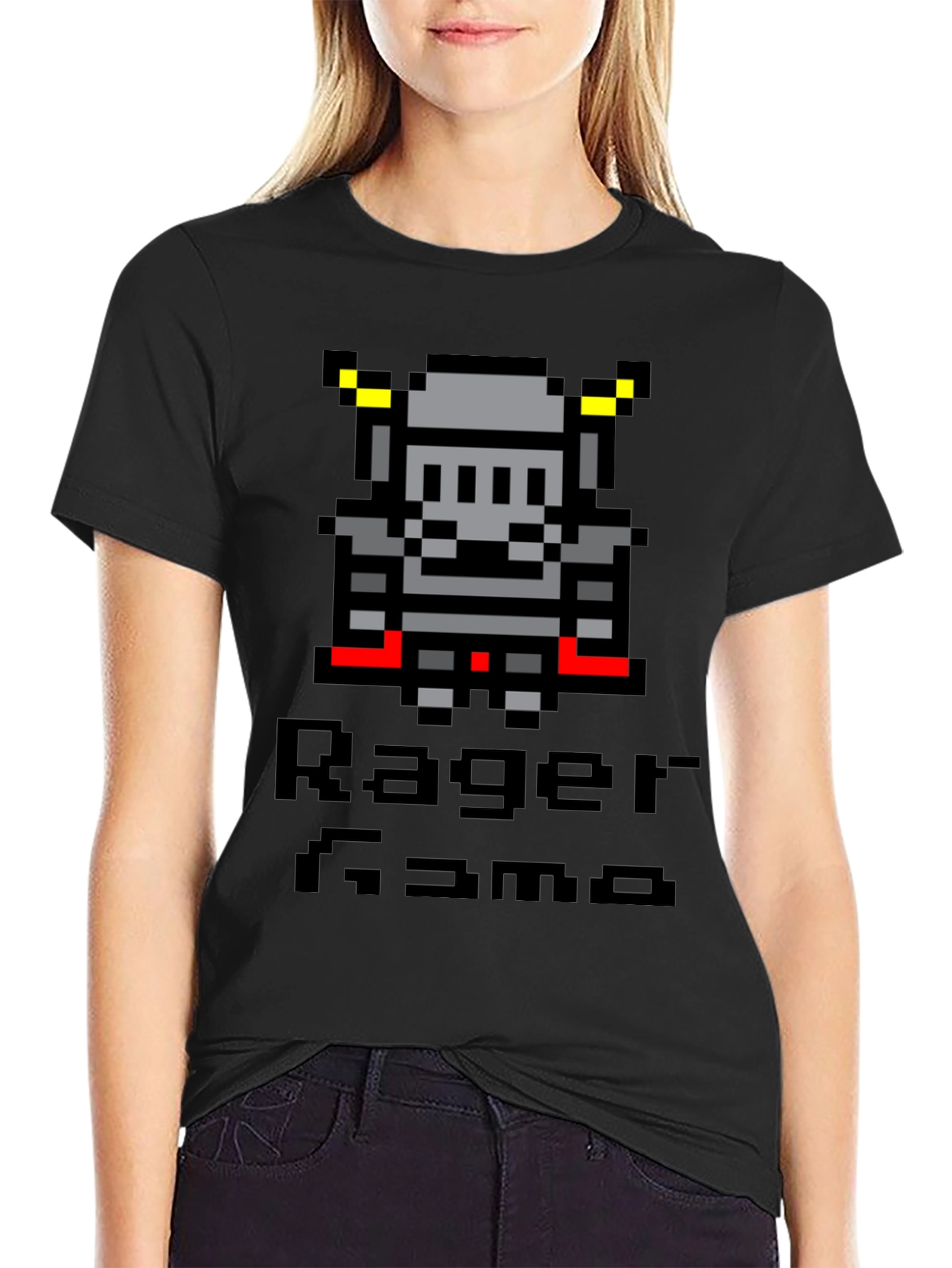 Black Pixel Knight T-Shirt - Rage Game Tee view 2