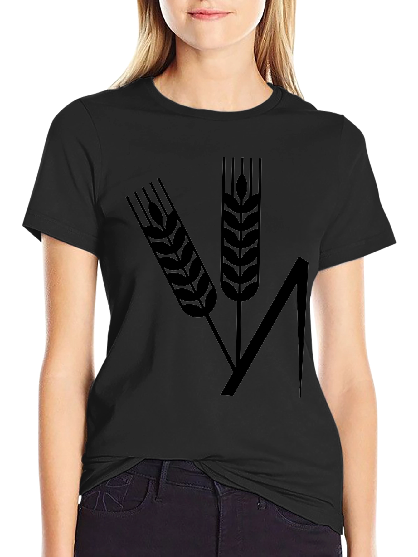 Black Wheat Design Black T-Shirt view 2