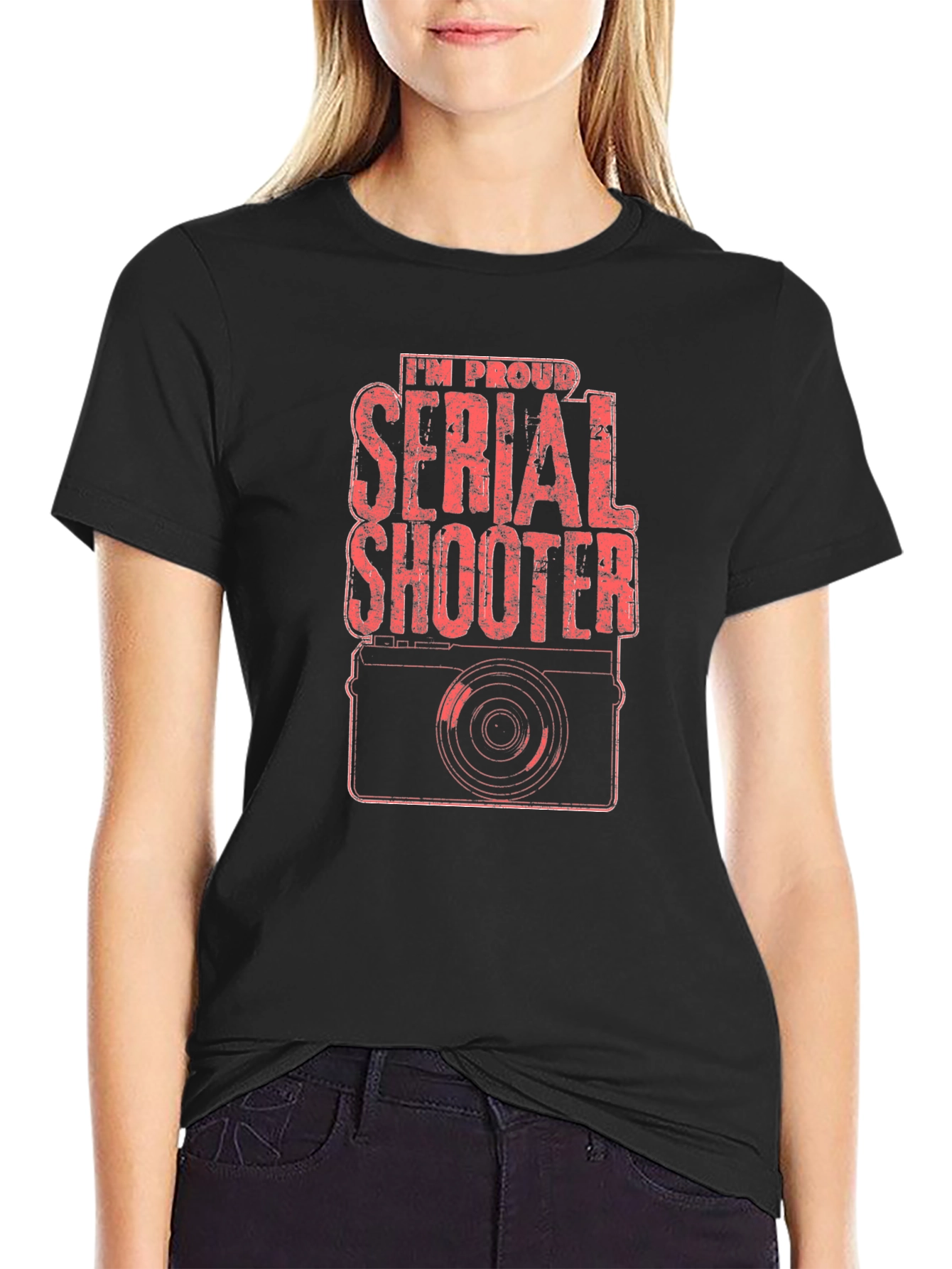 Black Serial Shooter Camera T-Shirt view 2