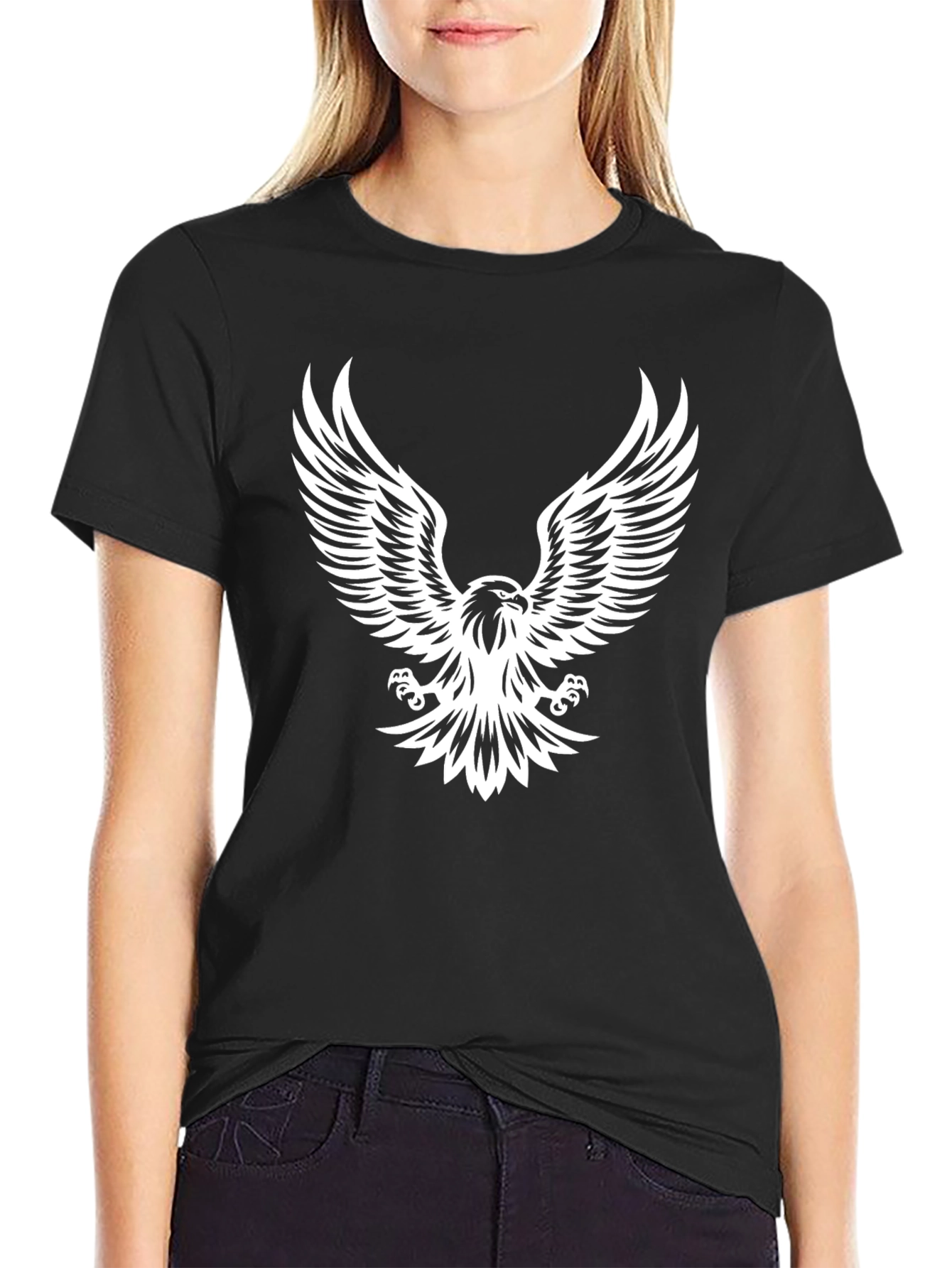 Black Black Eagle Graphic Tee - Cool Bird Print view 2