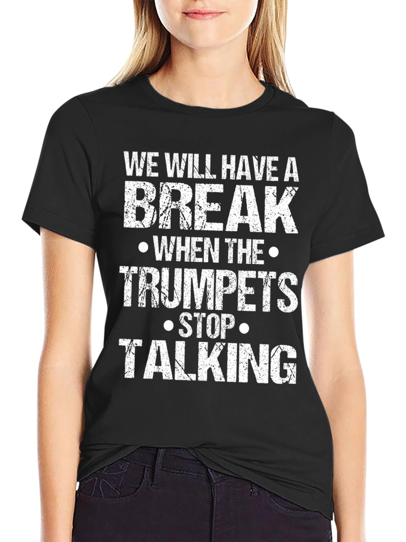 Black Funny Trumpet Player T-Shirt - We Will Have A Break view 2
