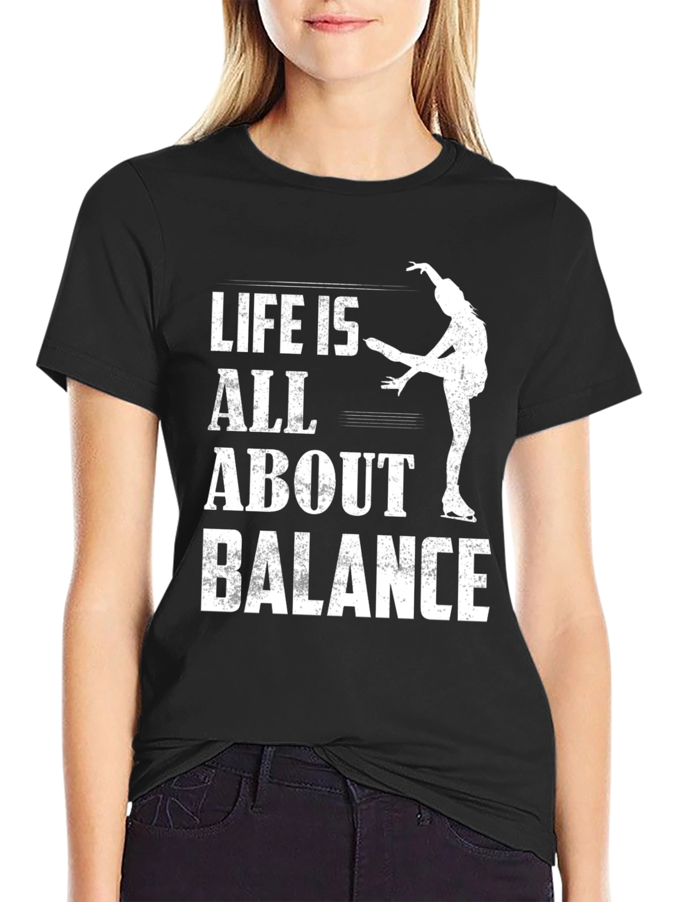 Black Life Is All About Balance T-Shirt - Ice Skating Apparel view 2