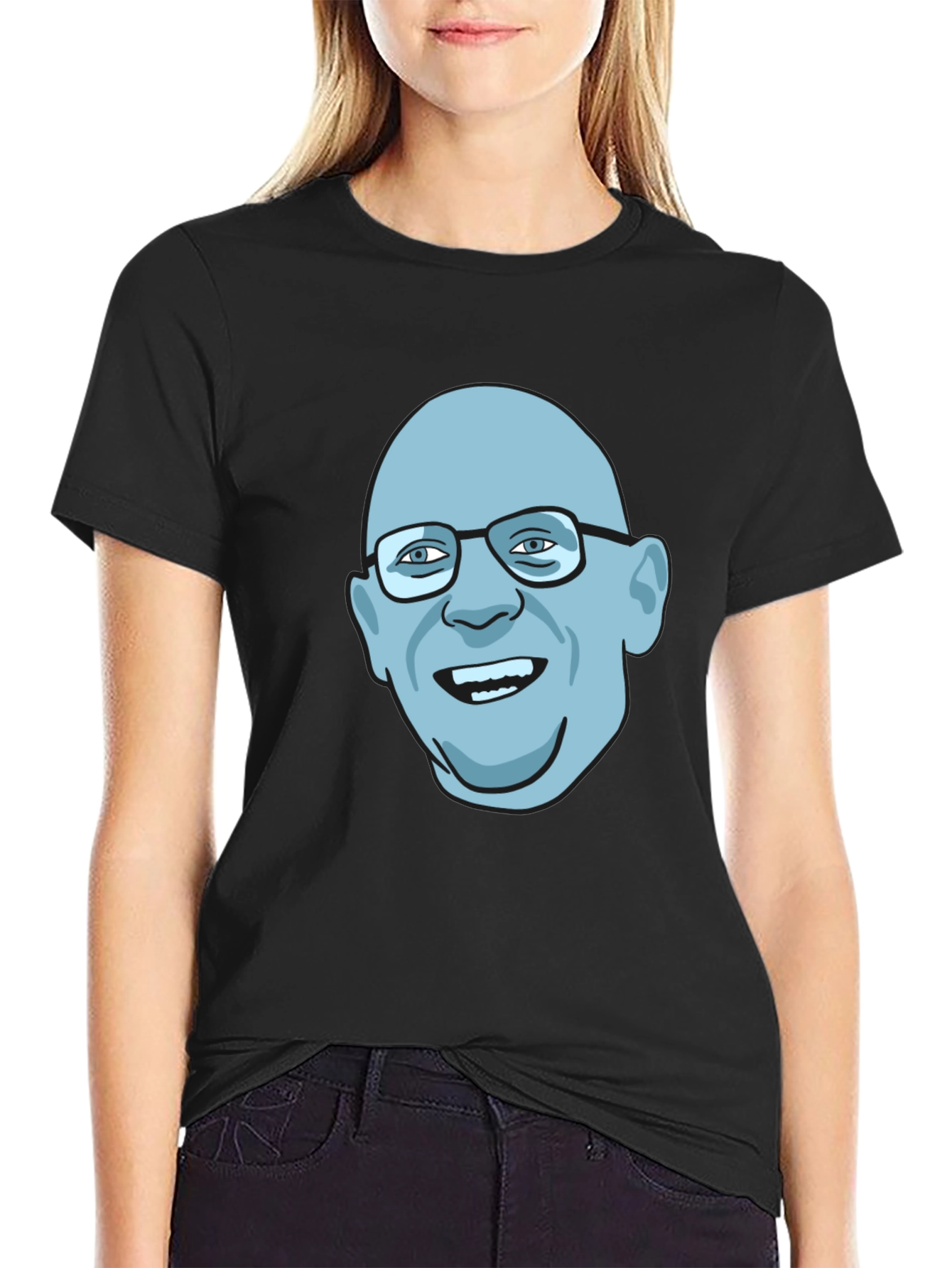 Black Bald Guy Graphic Tee - Unique Design view 2