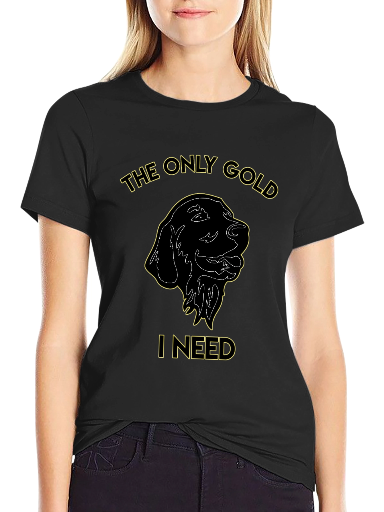 Black The Only Gold I Need Dog Graphic Tee - Black view 2