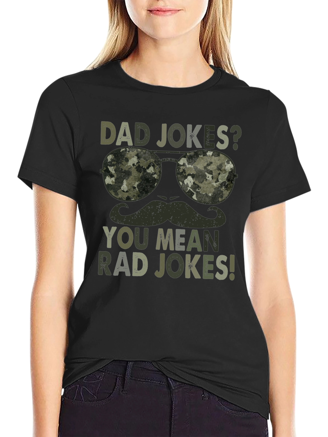 Black Dad Jokes? Rad Jokes! Camo Graphic T-Shirt view 2