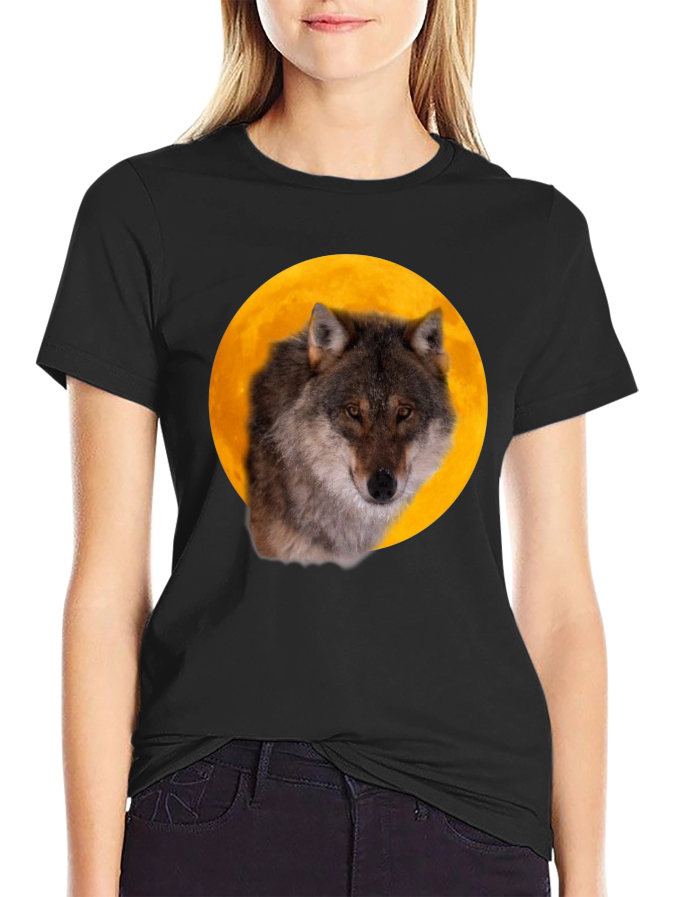 Black Wolf Moon Graphic Tee - Black view 2