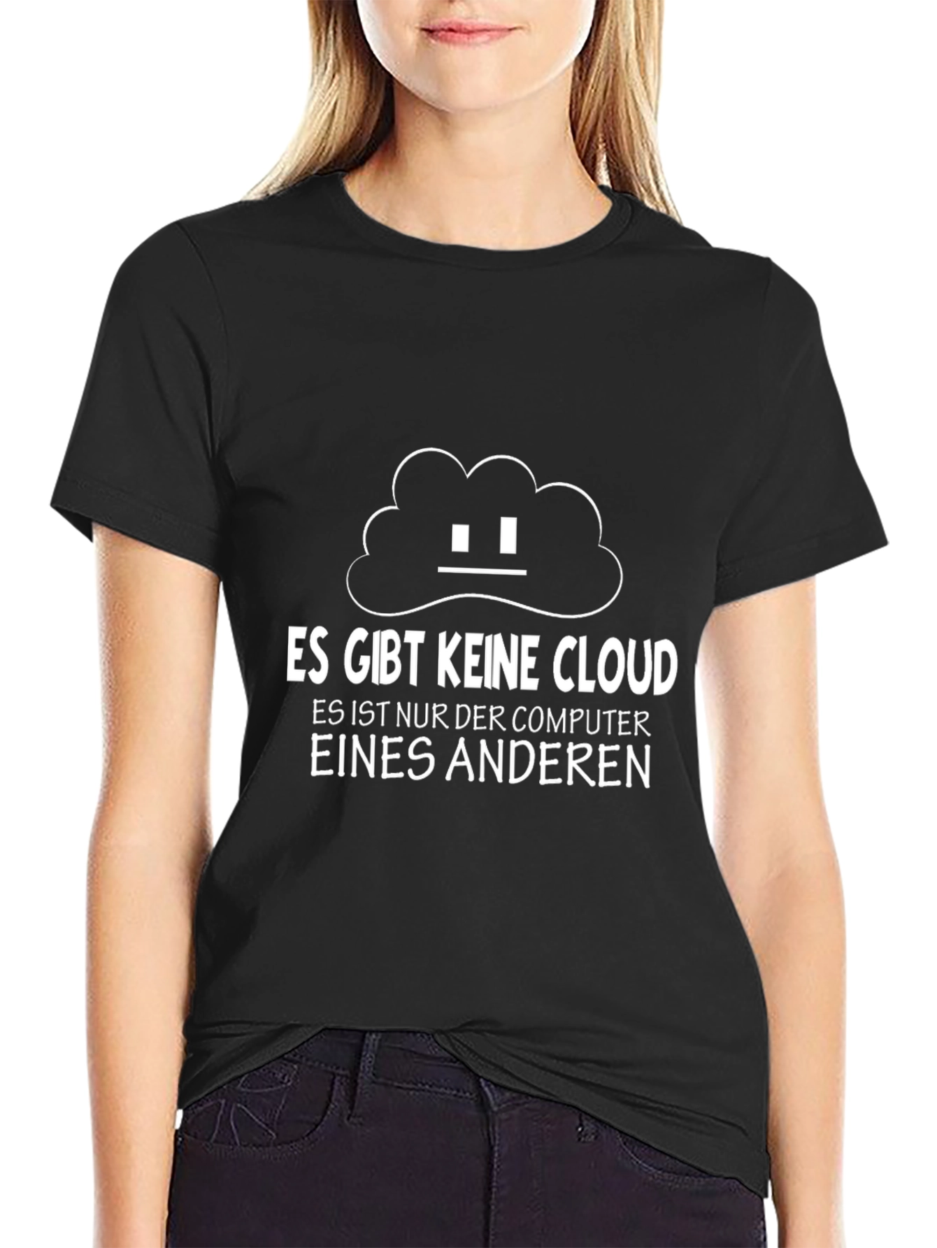 Black Funny Cloud Computer T-Shirt - Black view 2