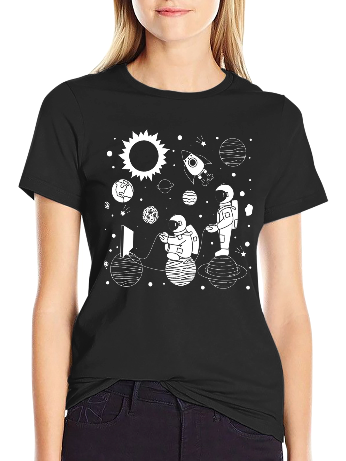 Black Astronaut Gaming T-Shirt - Space Lover Gift view 2