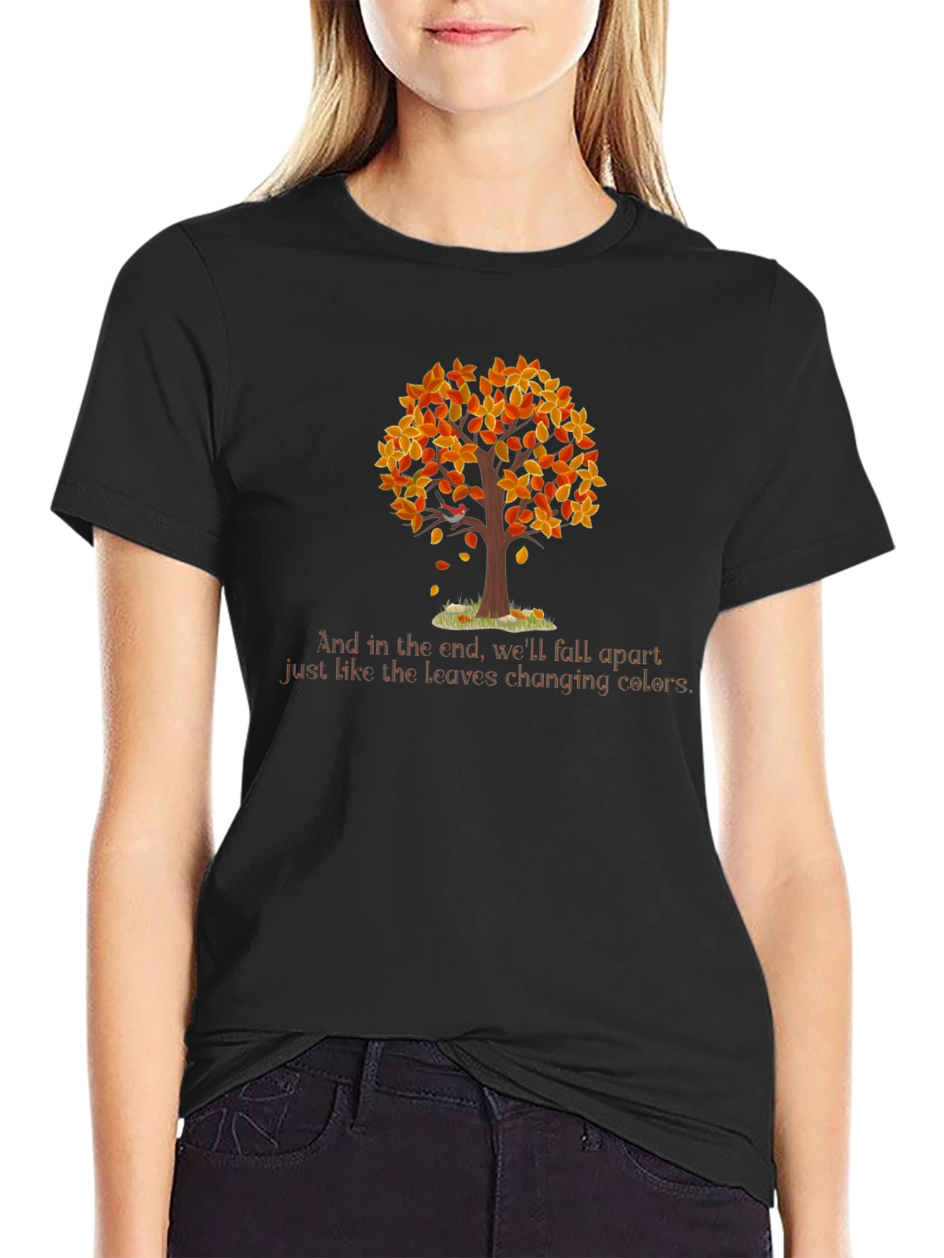 Black Fall Tree T-Shirt - Changing Colors view 2