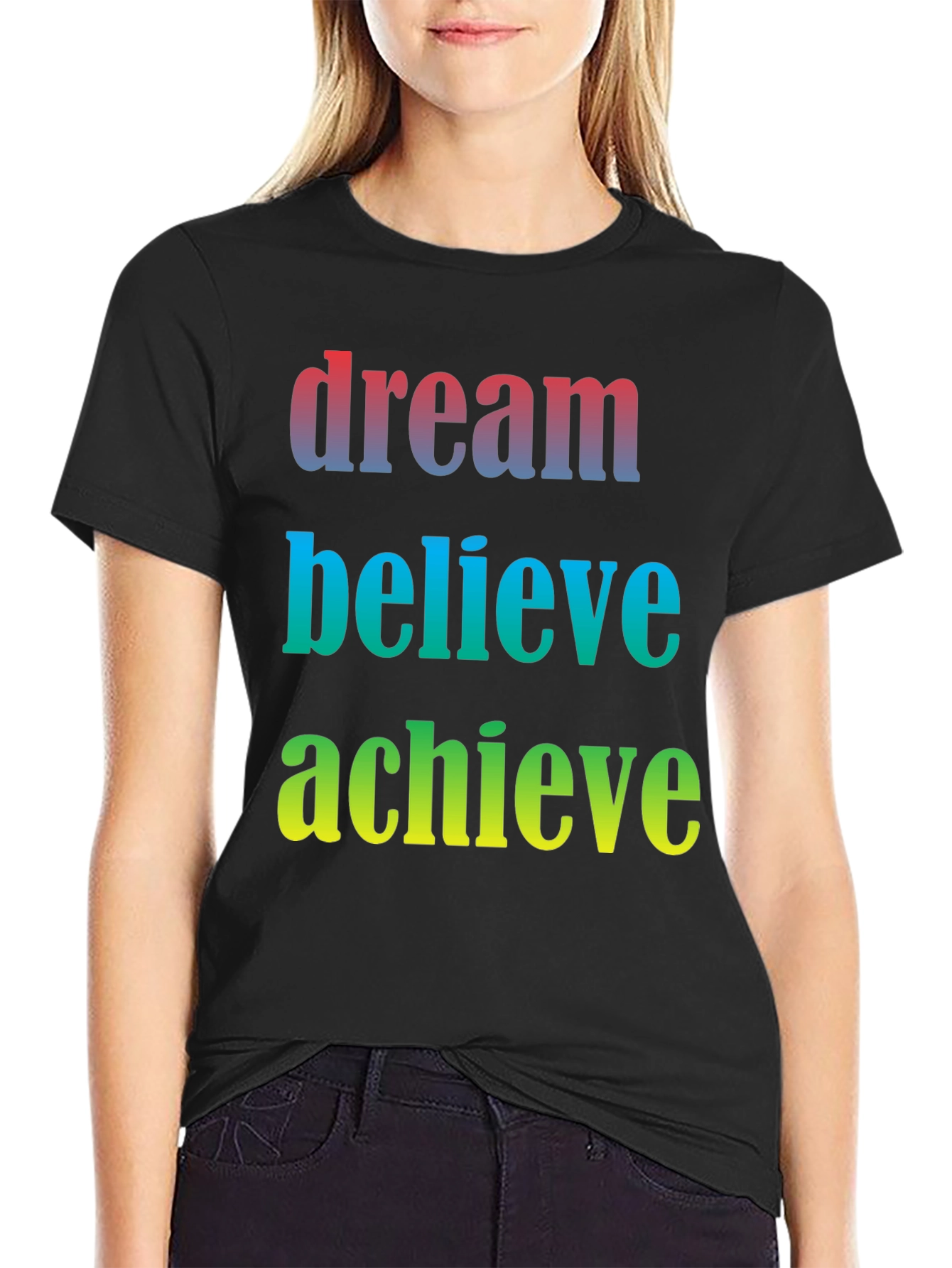 Black Dream Believe Achieve Men's Graphic T-Shirt view 2