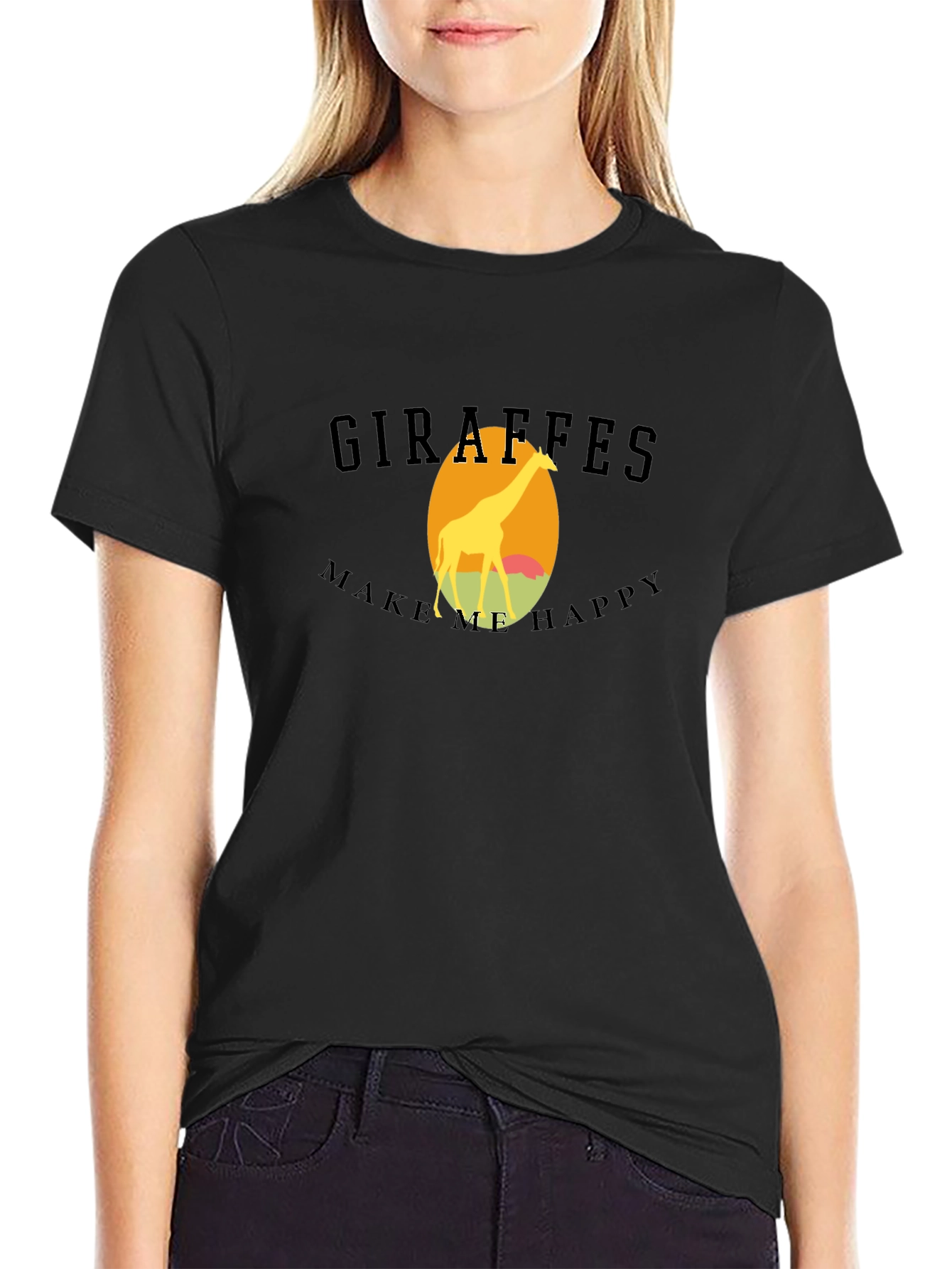 Black Giraffe Silhouette Graphic Tee - Unisex view 2