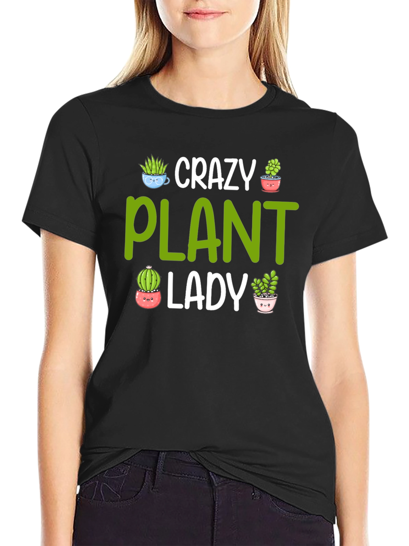 Black Crazy Plant Lady Graphic Tee view 2
