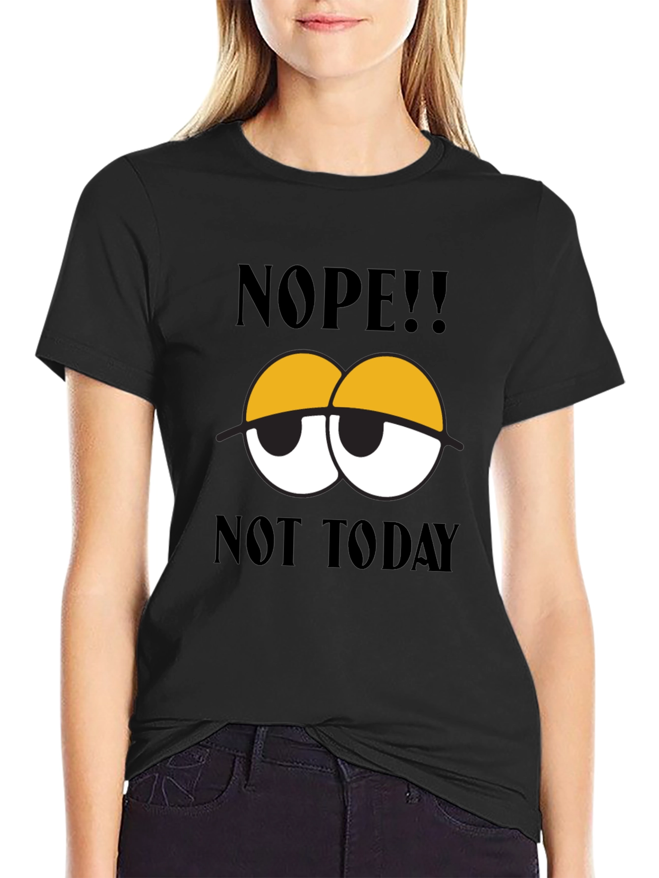 Black Nope Not Today Graphic Tee - Men's Black Cotton T-Shirt view 2