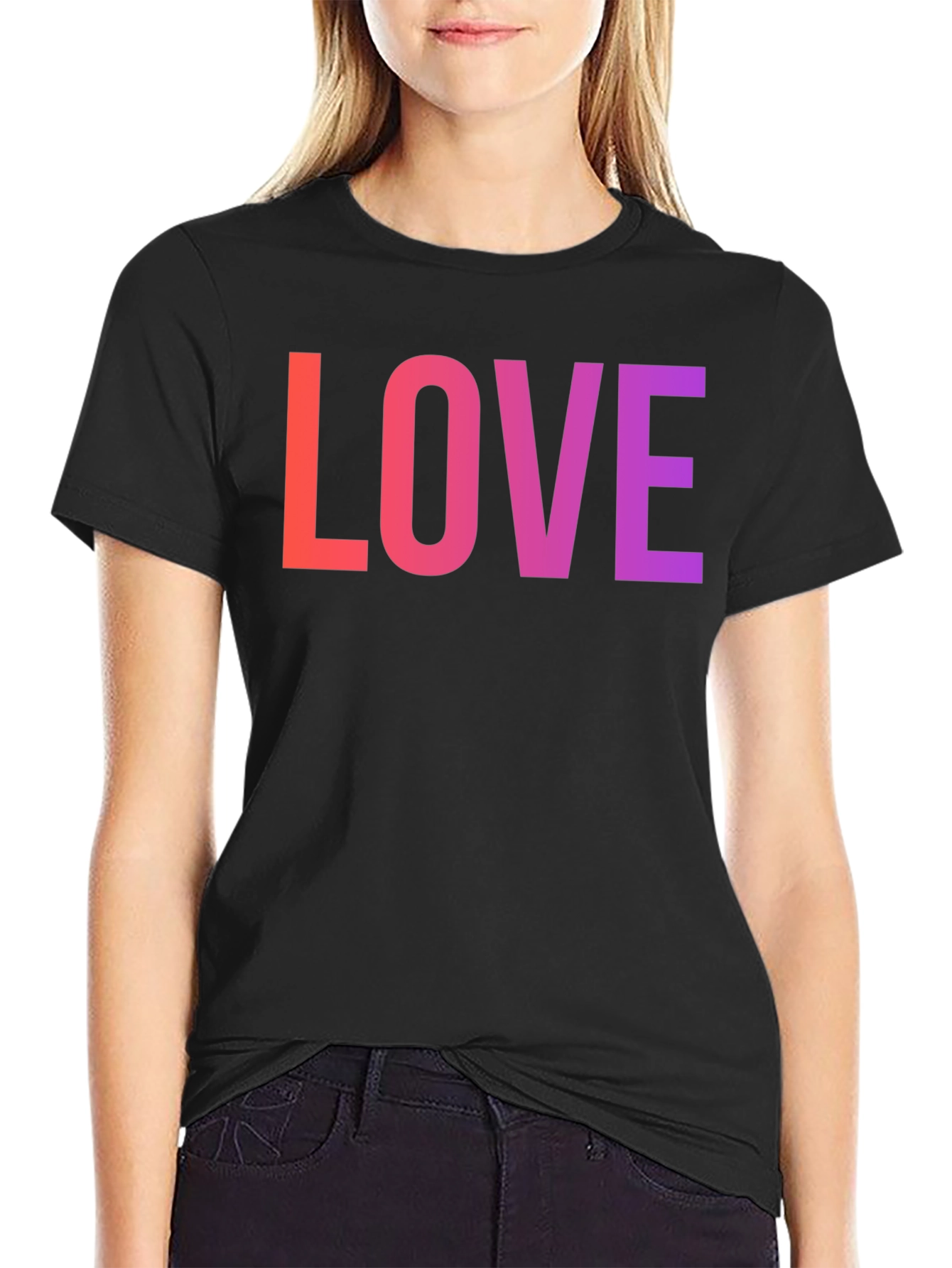 Black LOVE Graphic Tee - Gradient Word Design view 2